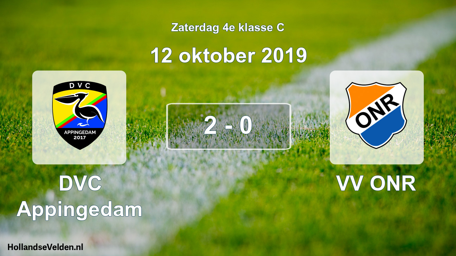 Total number of matches played: DVC Appingedam - VV ONR 2 - 0 (12 October 2019)