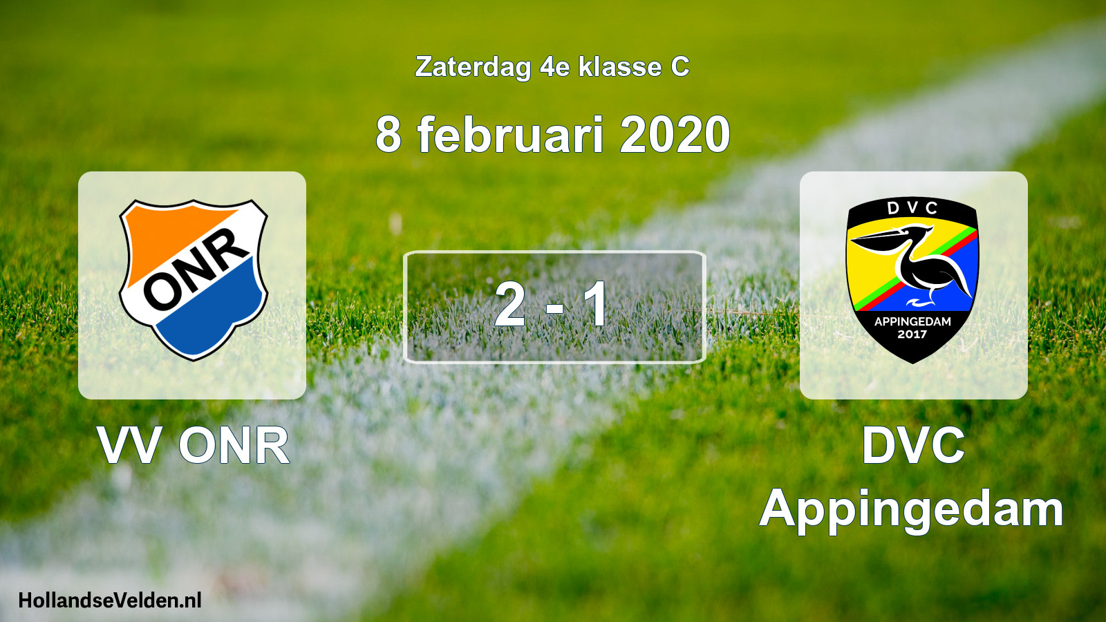 Total number of matches played: VV ONR - DVC Appingedam 2 - 1 (8 February 2020)