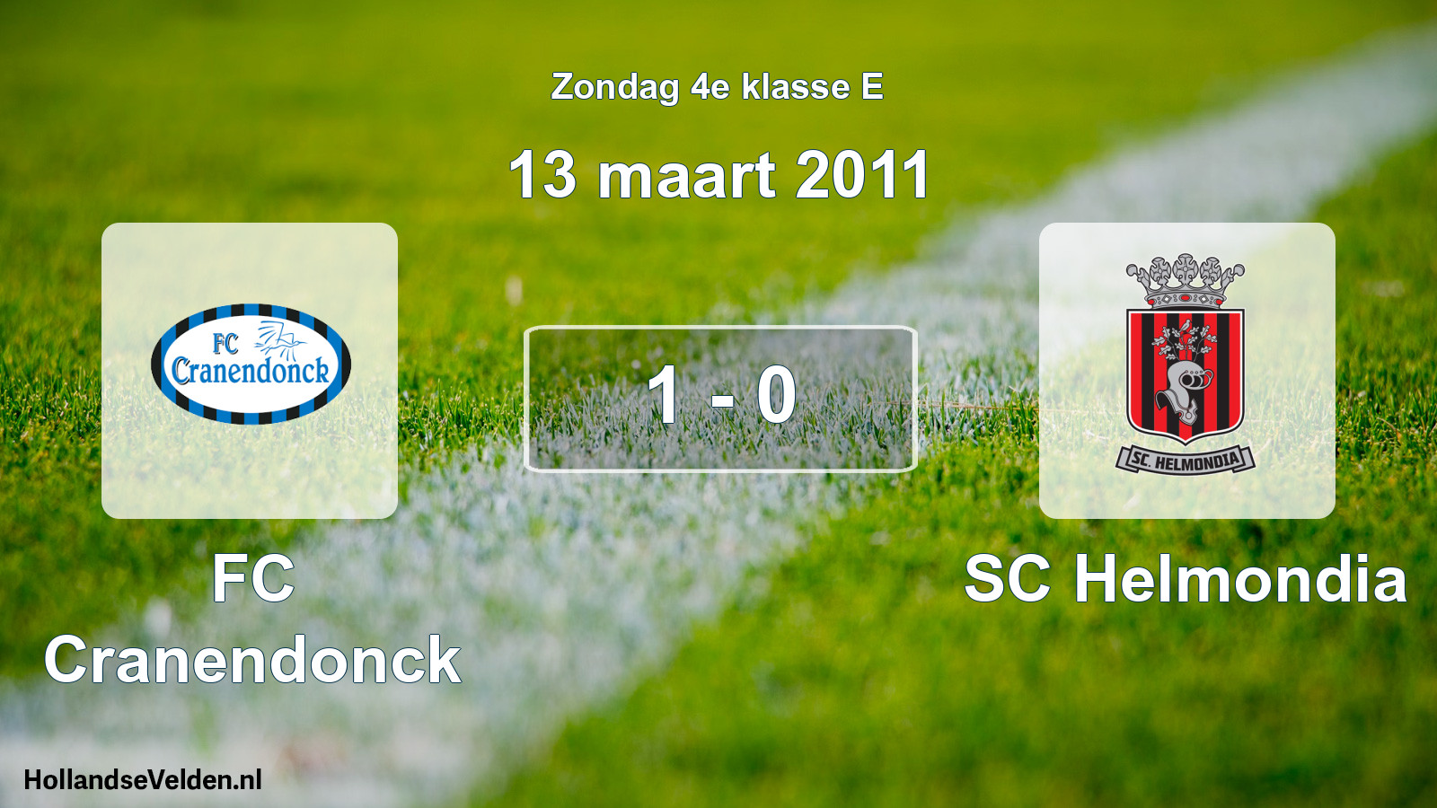 Total number of matches played: FC Cranendonck - SC Helmondia 1 - 0 (13 March 2011)