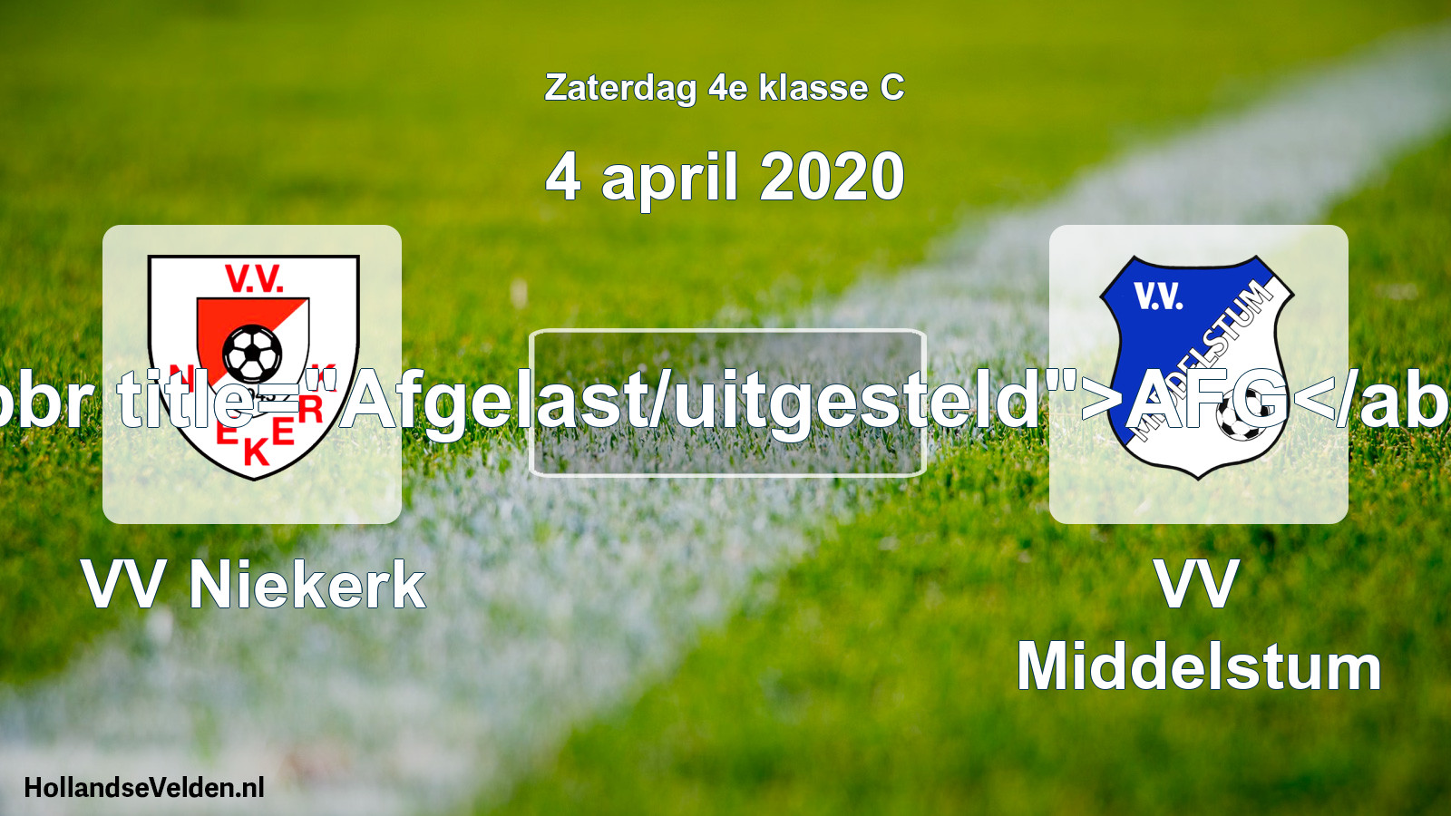 Scheduled Match: VV Niekerk - VV Middelstum (4 April 2020)