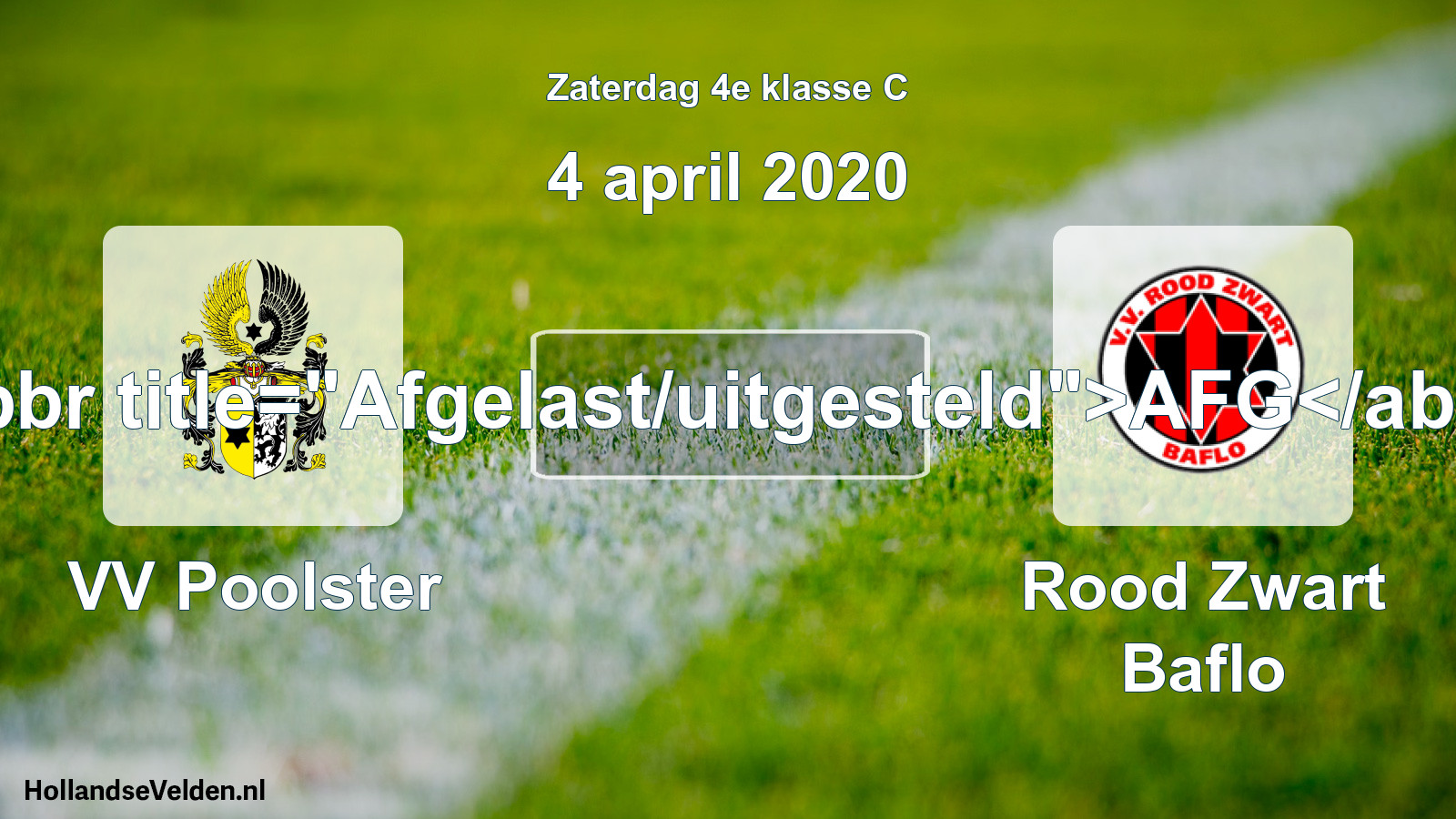 Scheduled Match: VV Poolster - Rood Zwart Baflo (4 April 2020)