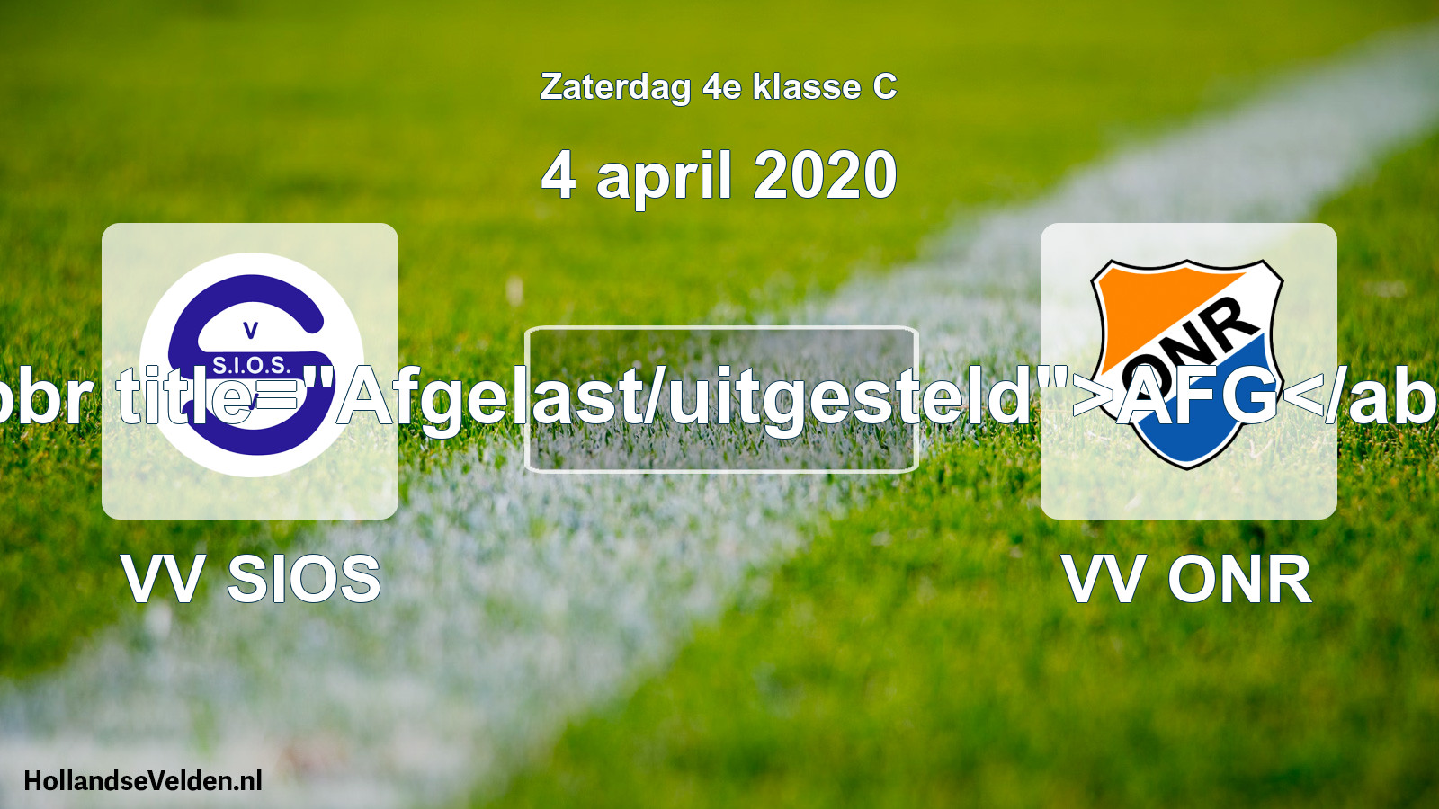 Scheduled Match: VV SIOS - VV ONR (4 April 2020)