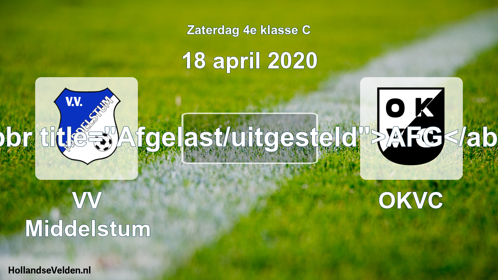 Scheduled Match: VV Middelstum - OKVC (18 April 2020)