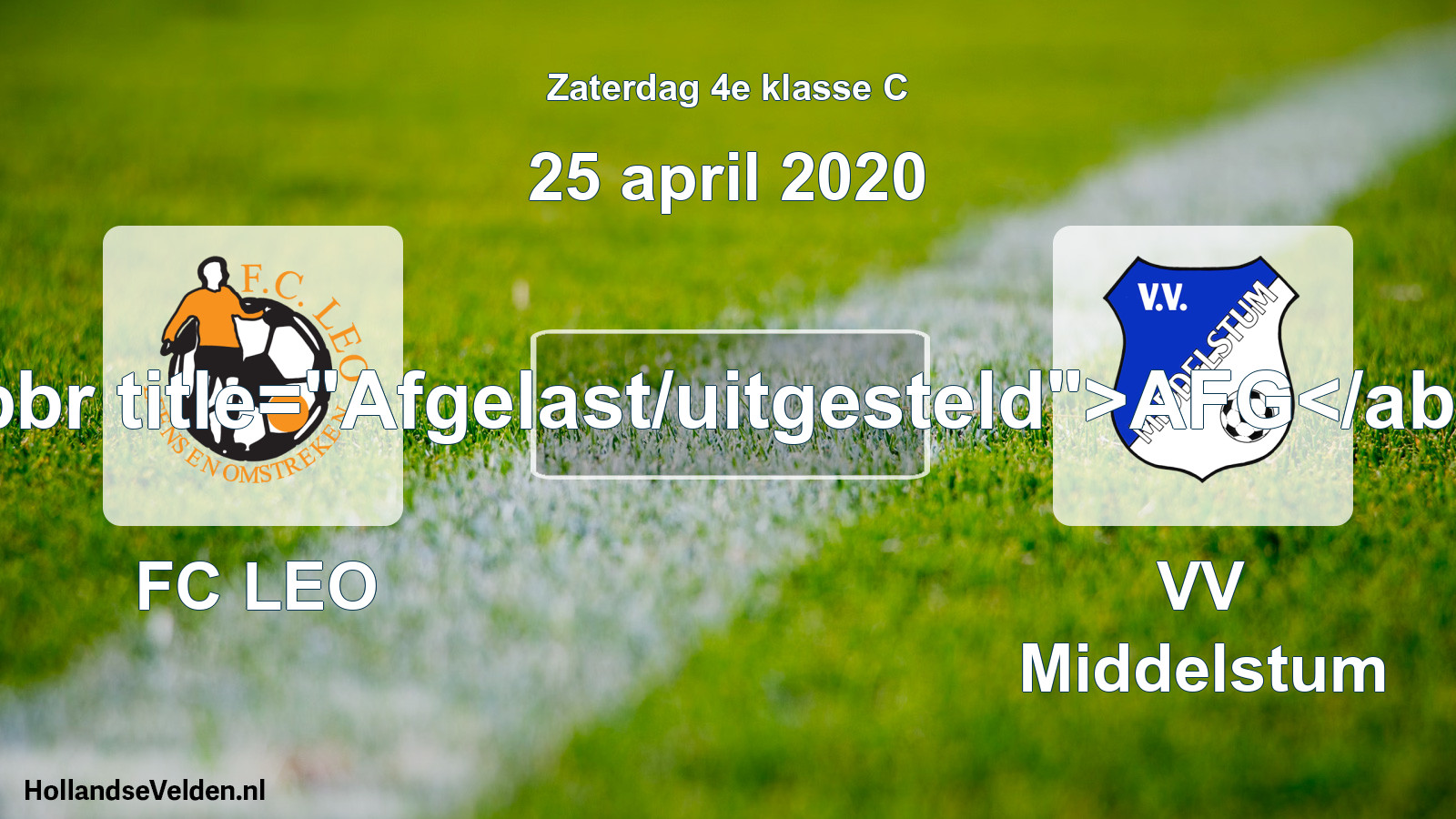 Scheduled Match: FC LEO - VV Middelstum (25 April 2020)