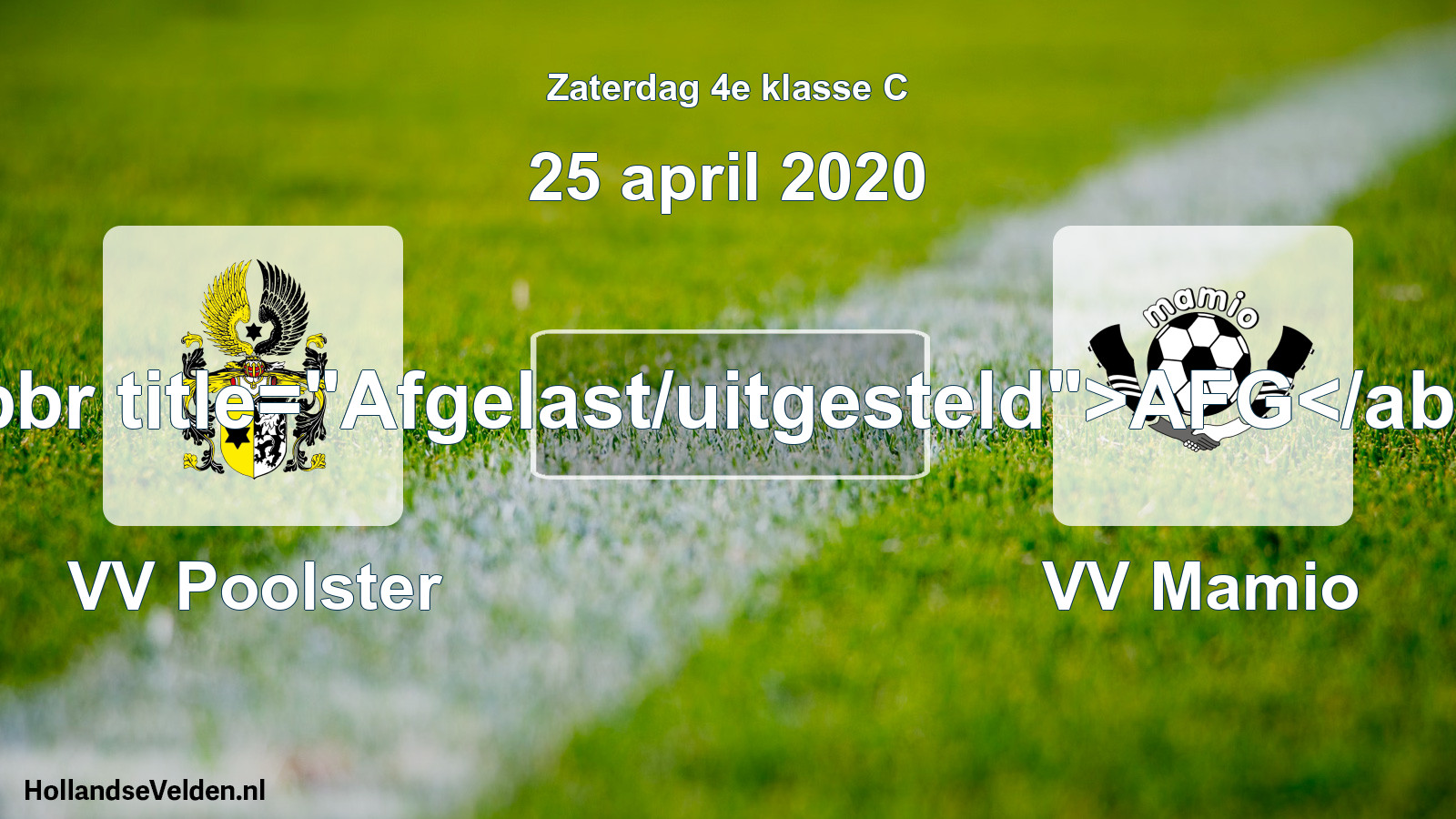 Scheduled Match: VV Poolster - VV Mamio (25 April 2020)