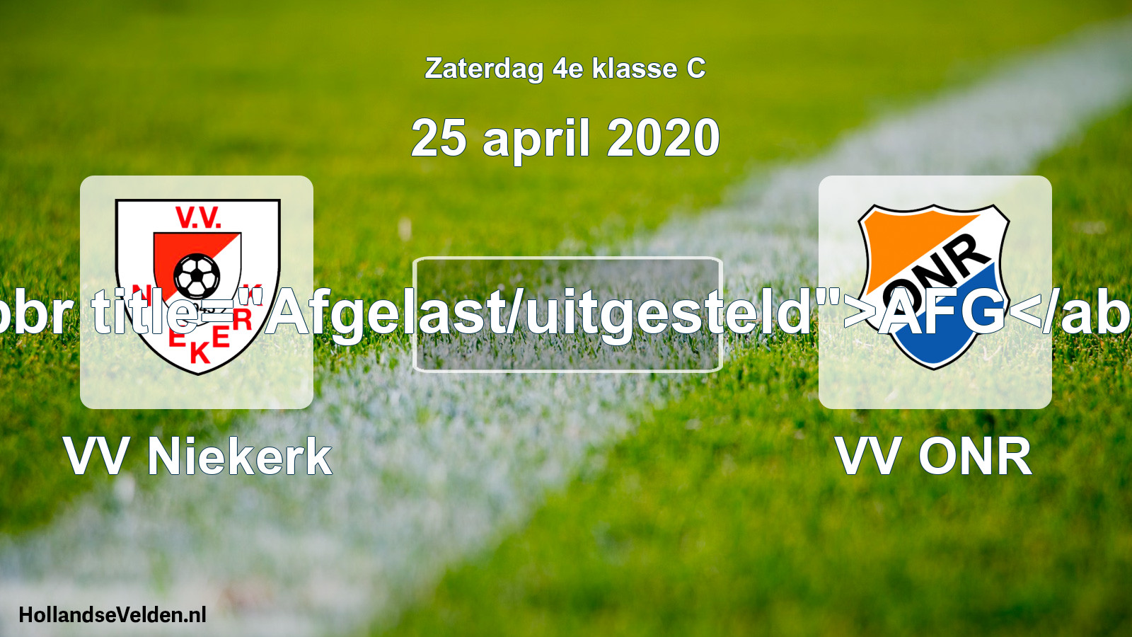 Scheduled Match: VV Niekerk - VV ONR (25 April 2020)
