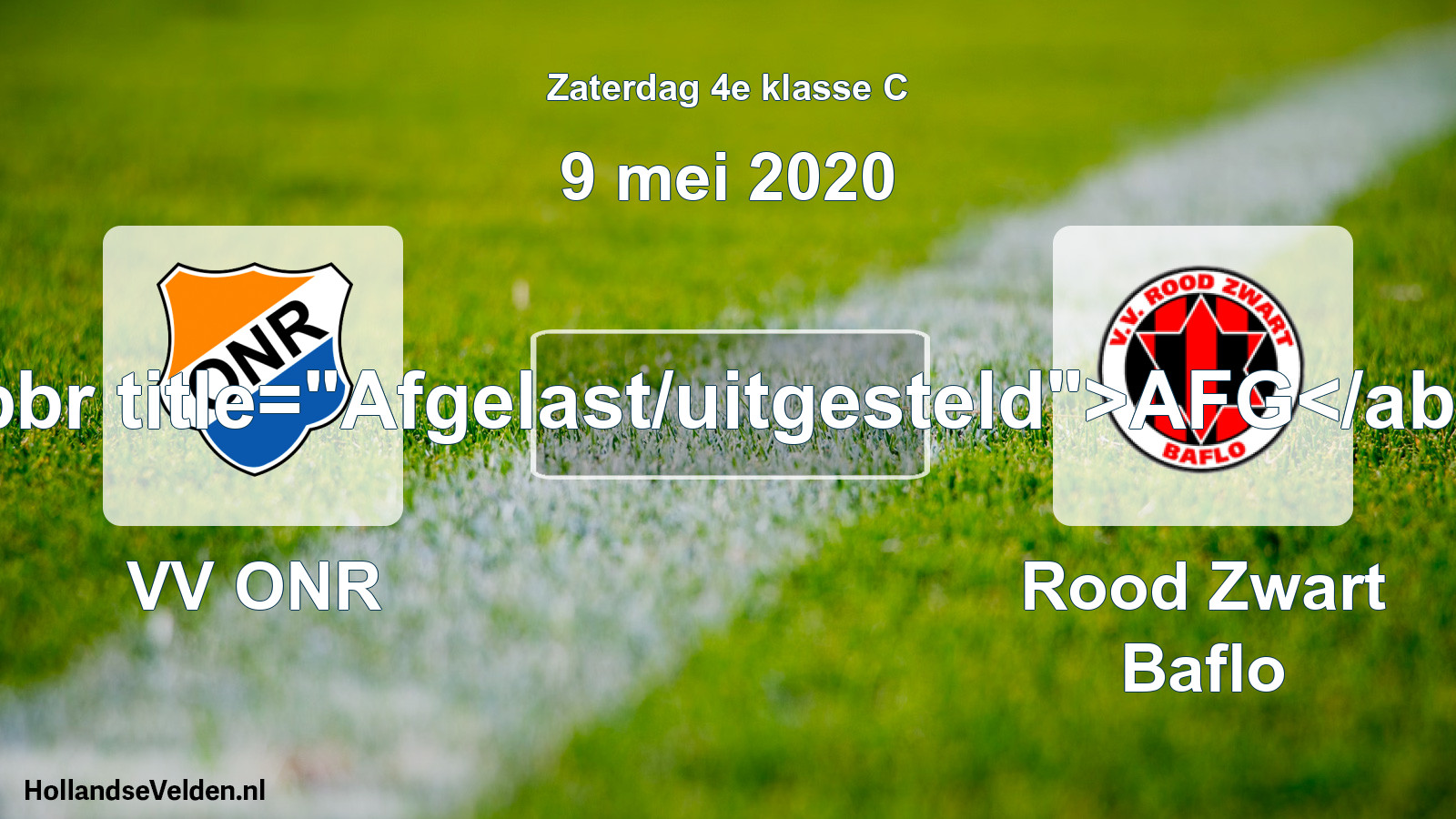 Scheduled Match: VV ONR - Rood Zwart Baflo (9 May 2020)
