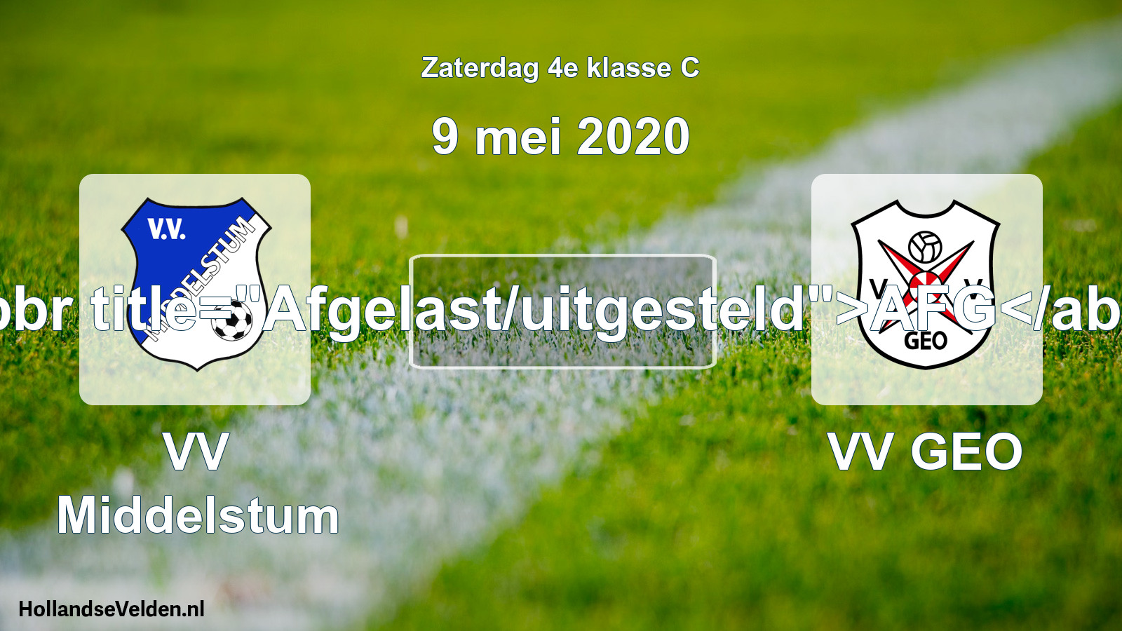 Scheduled Match: VV Middelstum - VV GEO (9 May 2020)