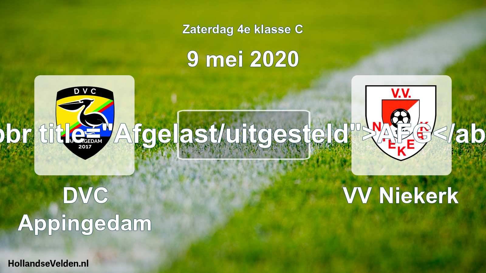 Scheduled Match: DVC Appingedam - VV Niekerk (9 May 2020)