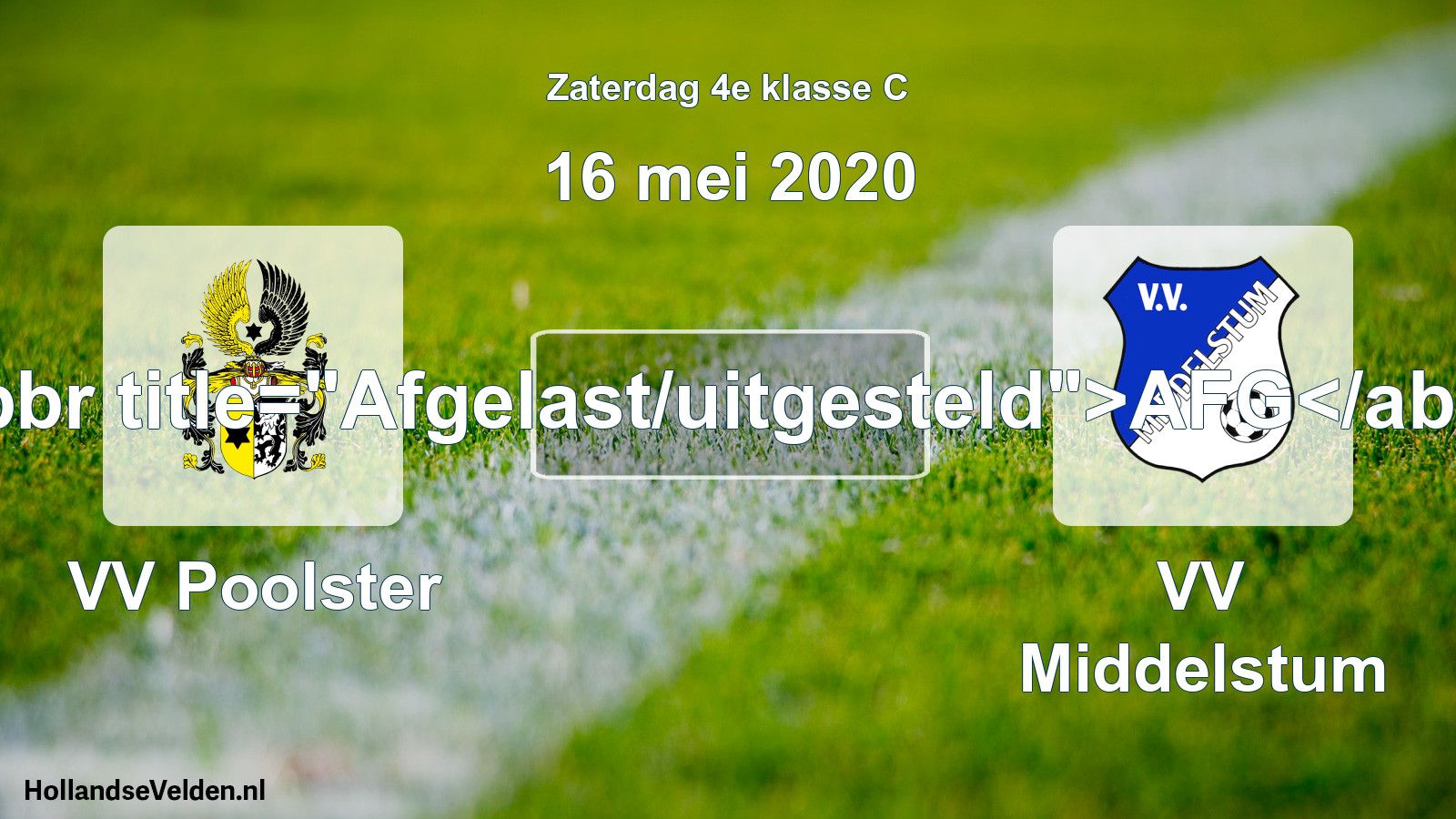 Scheduled Match: VV Poolster - VV Middelstum (16 May 2020)
