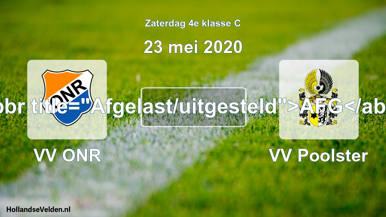Scheduled Match: VV ONR - VV Poolster (23 May 2020)