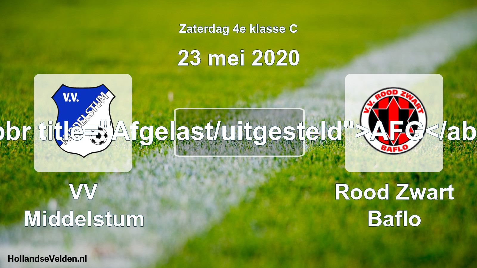 Scheduled Match: VV Middelstum - Rood Zwart Baflo (23 May 2020)