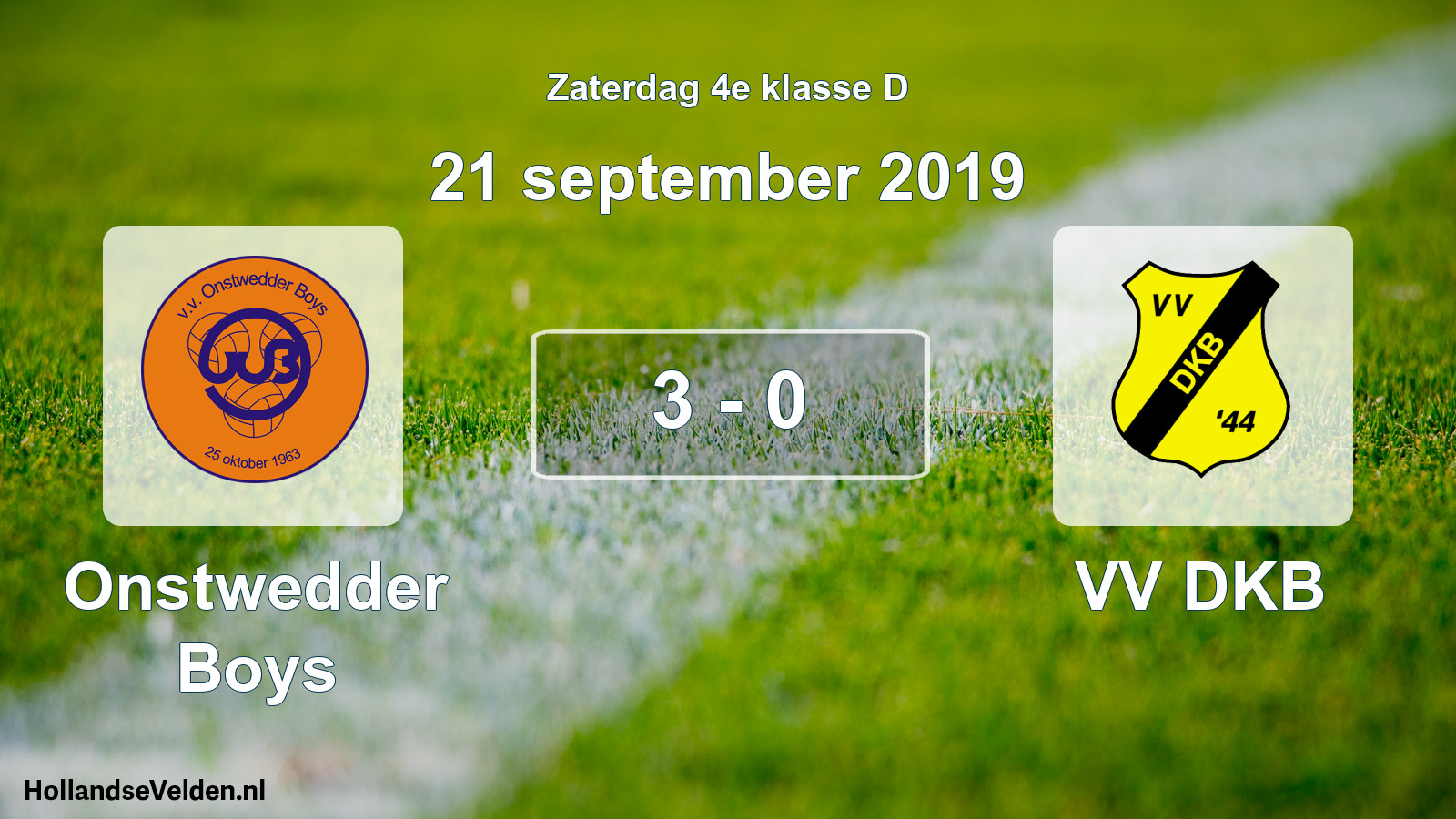 Total number of matches played: Onstwedder Boys - VV DKB 3 - 0 (21 September 2019)