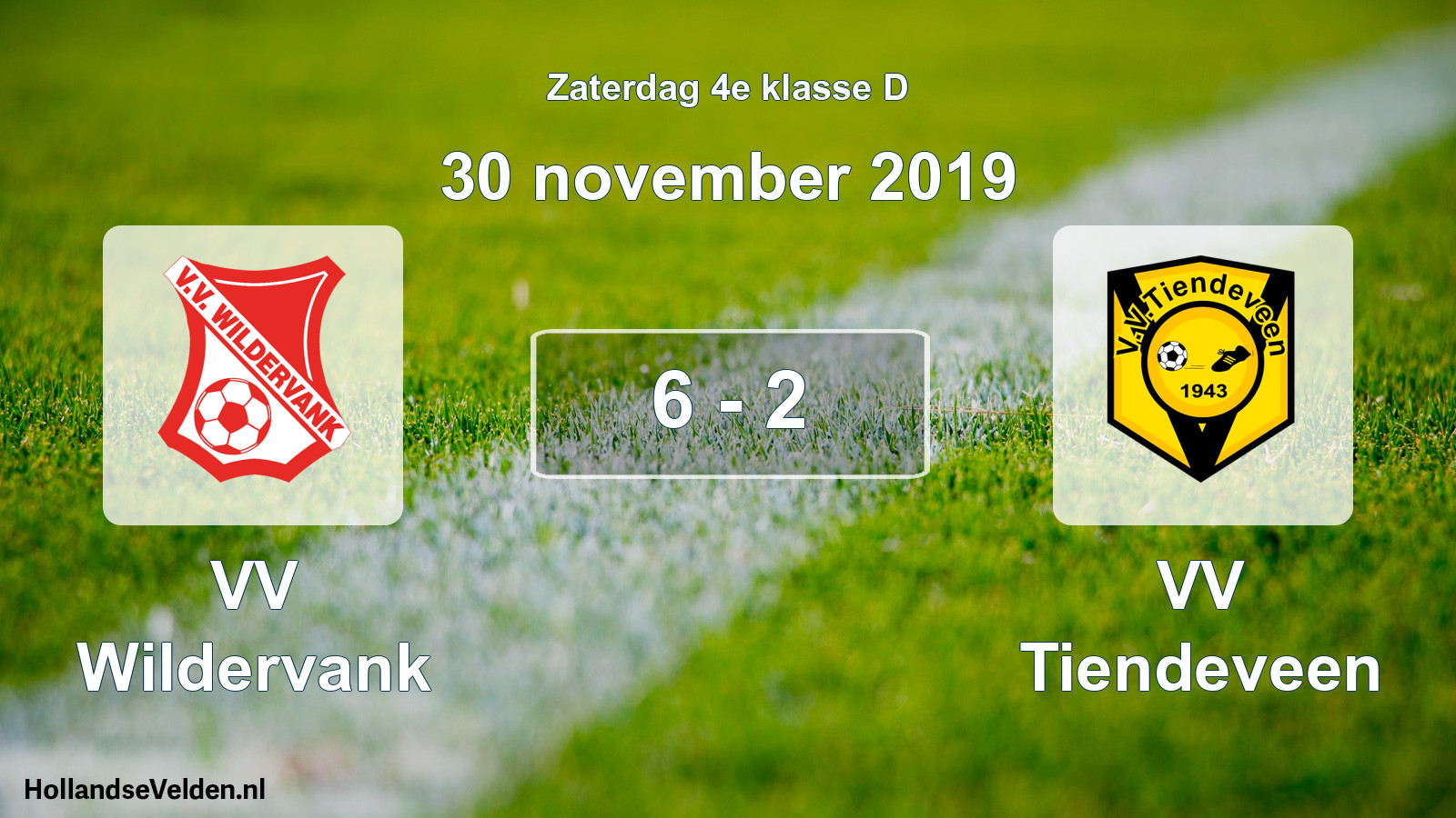 Total number of matches played: VV Wildervank - VV Tiendeveen 6 - 2 (30 November 2019)