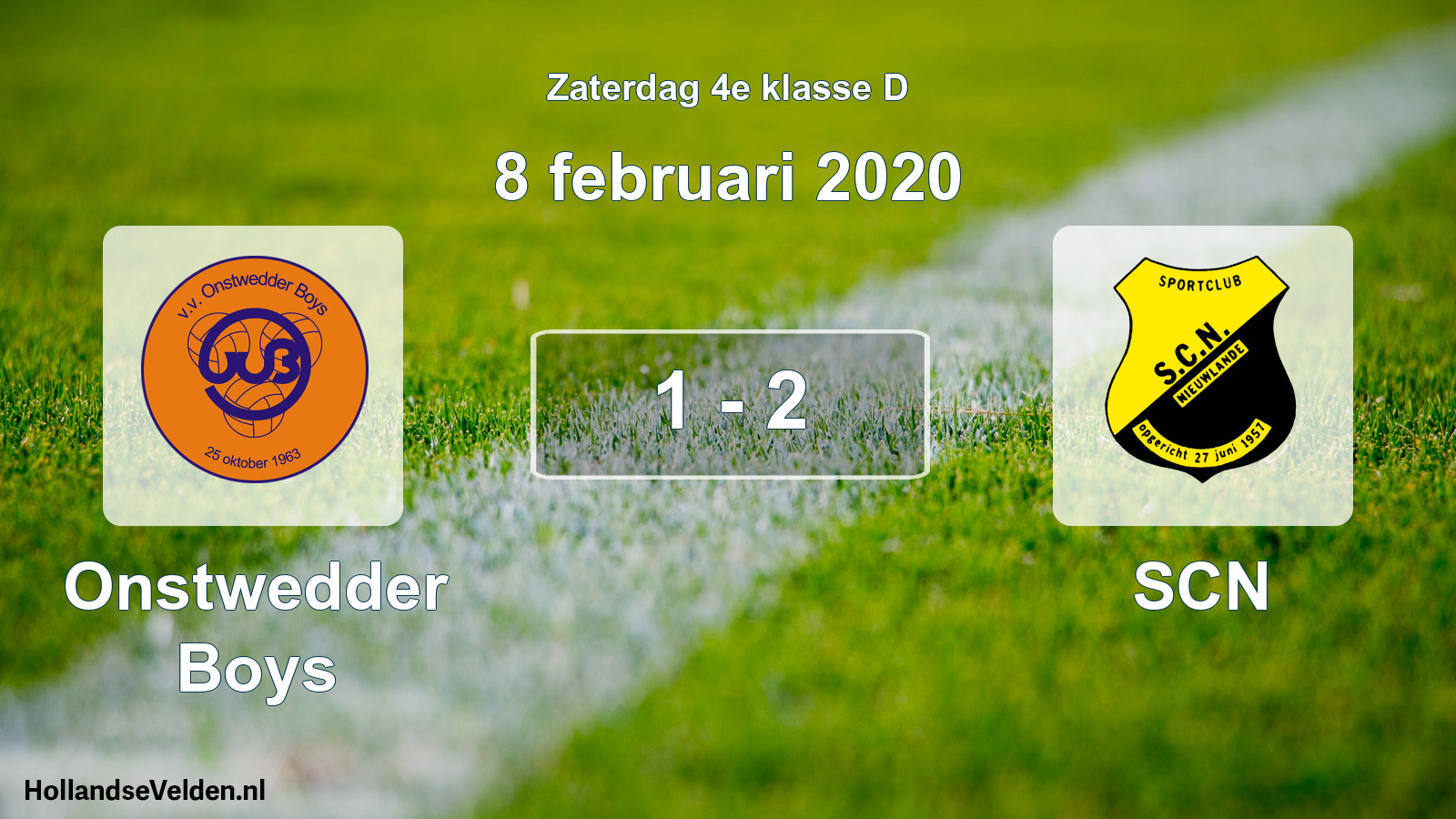 Total number of matches played: Onstwedder Boys - SCN 1 - 2 (8 February 2020)