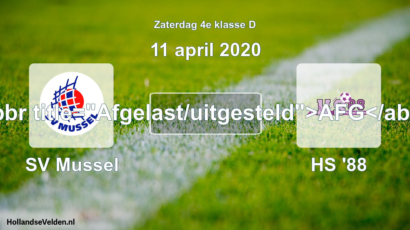 Scheduled Match: SV Mussel - HS '88 (11 April 2020)