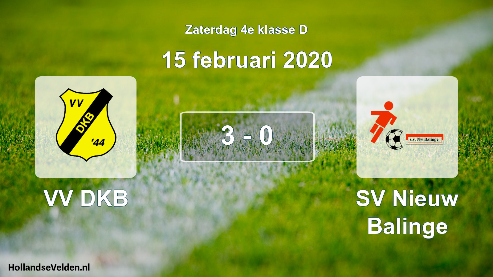 Total number of matches played: VV DKB - SV Nieuw Balinge 3 - 0 (15 February 2020)