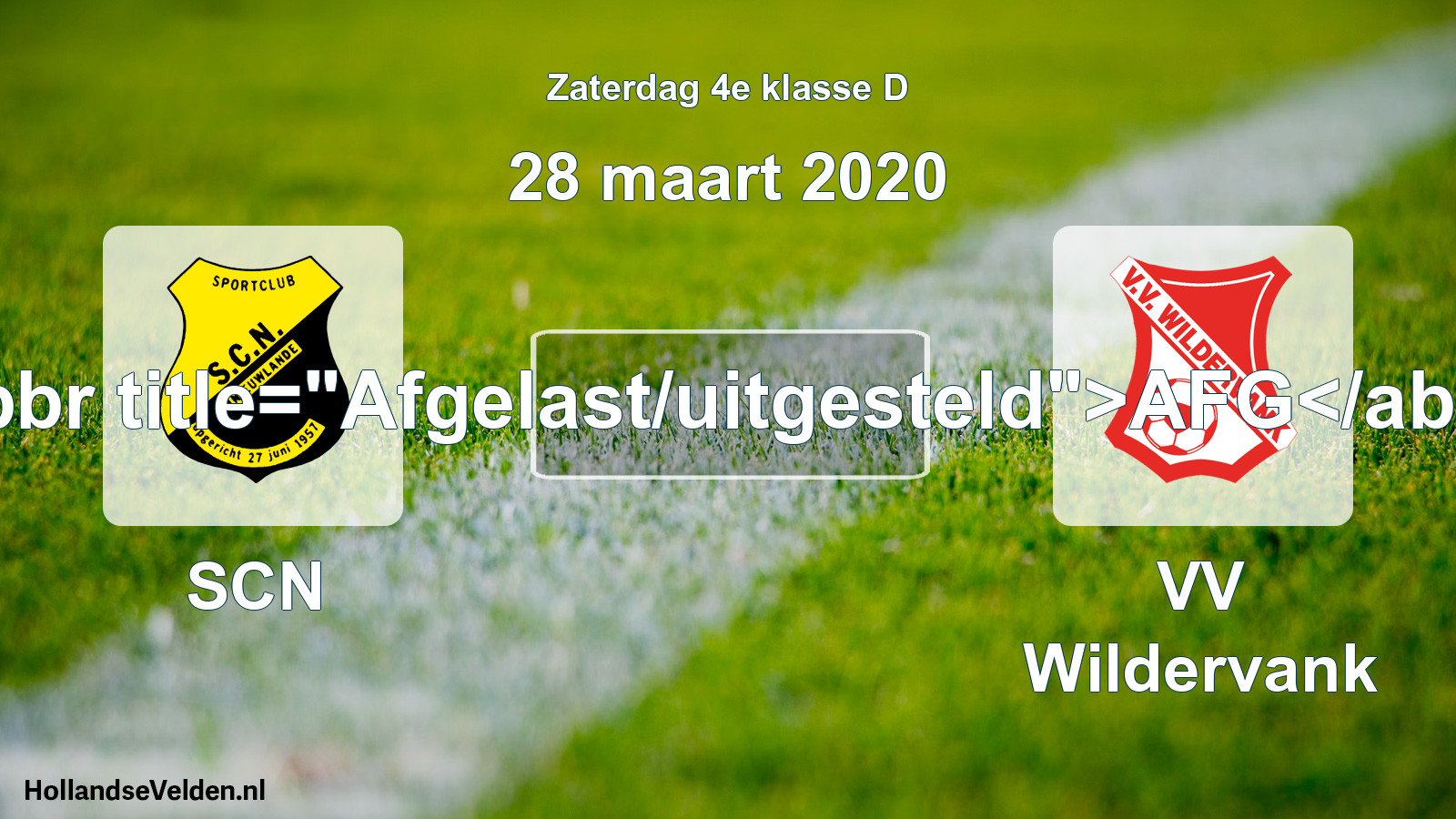 Scheduled Match: SCN - VV Wildervank (28 March 2020)