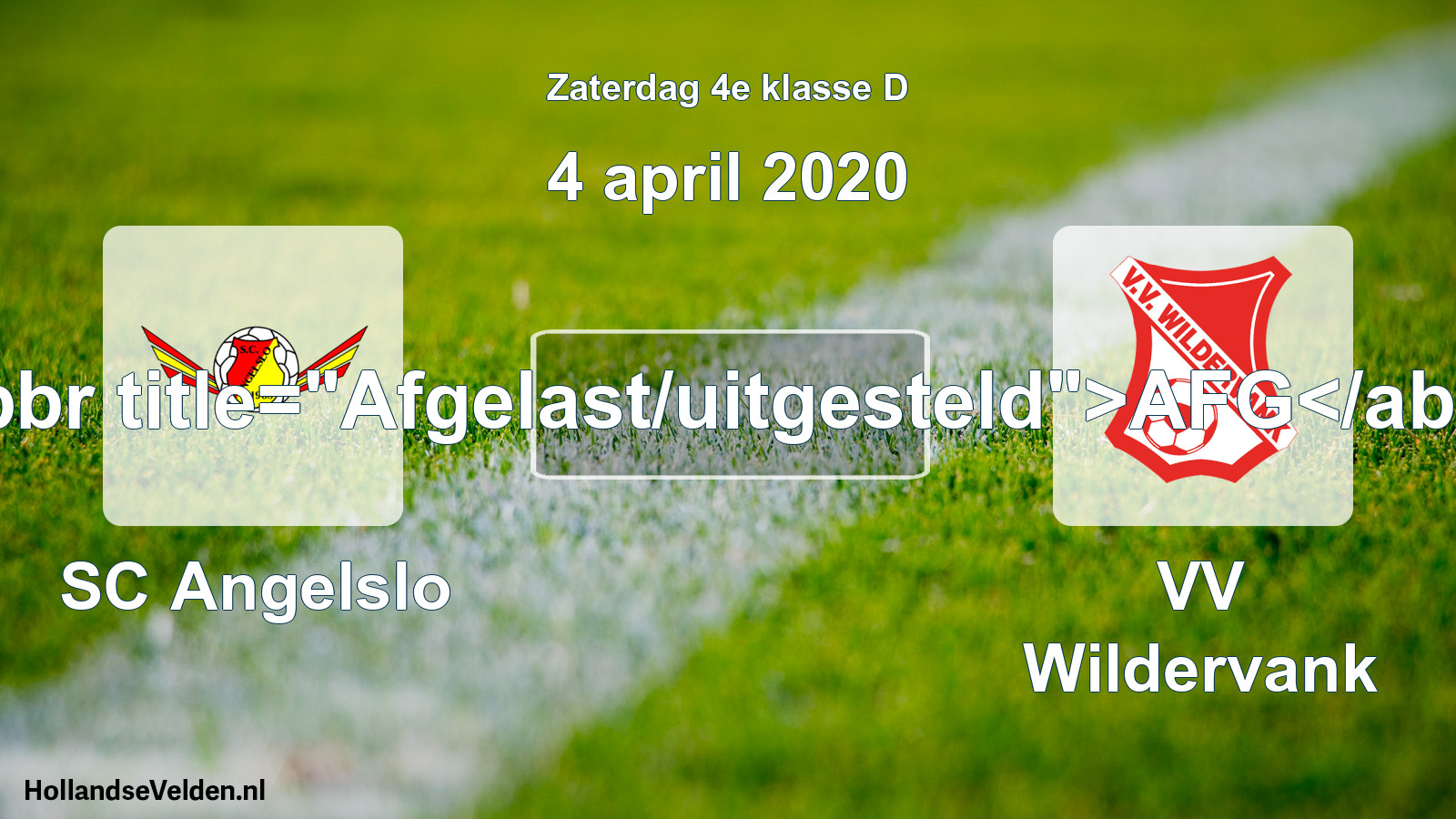Scheduled Match: SC Angelslo - VV Wildervank (4 April 2020)