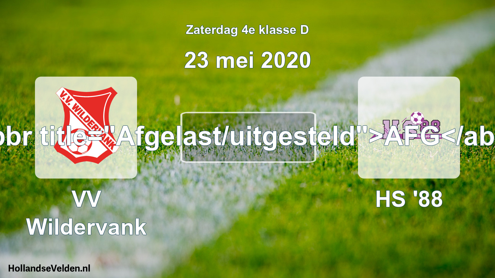 Scheduled Match: VV Wildervank - HS '88 (23 May 2020)