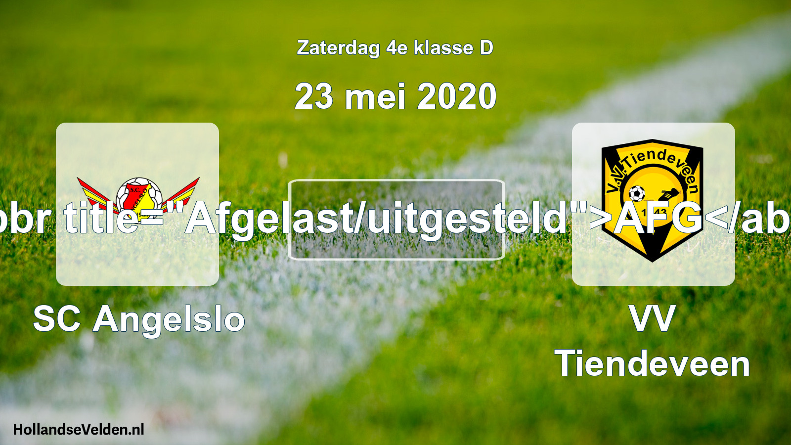Scheduled Match: SC Angelslo - VV Tiendeveen (23 May 2020)