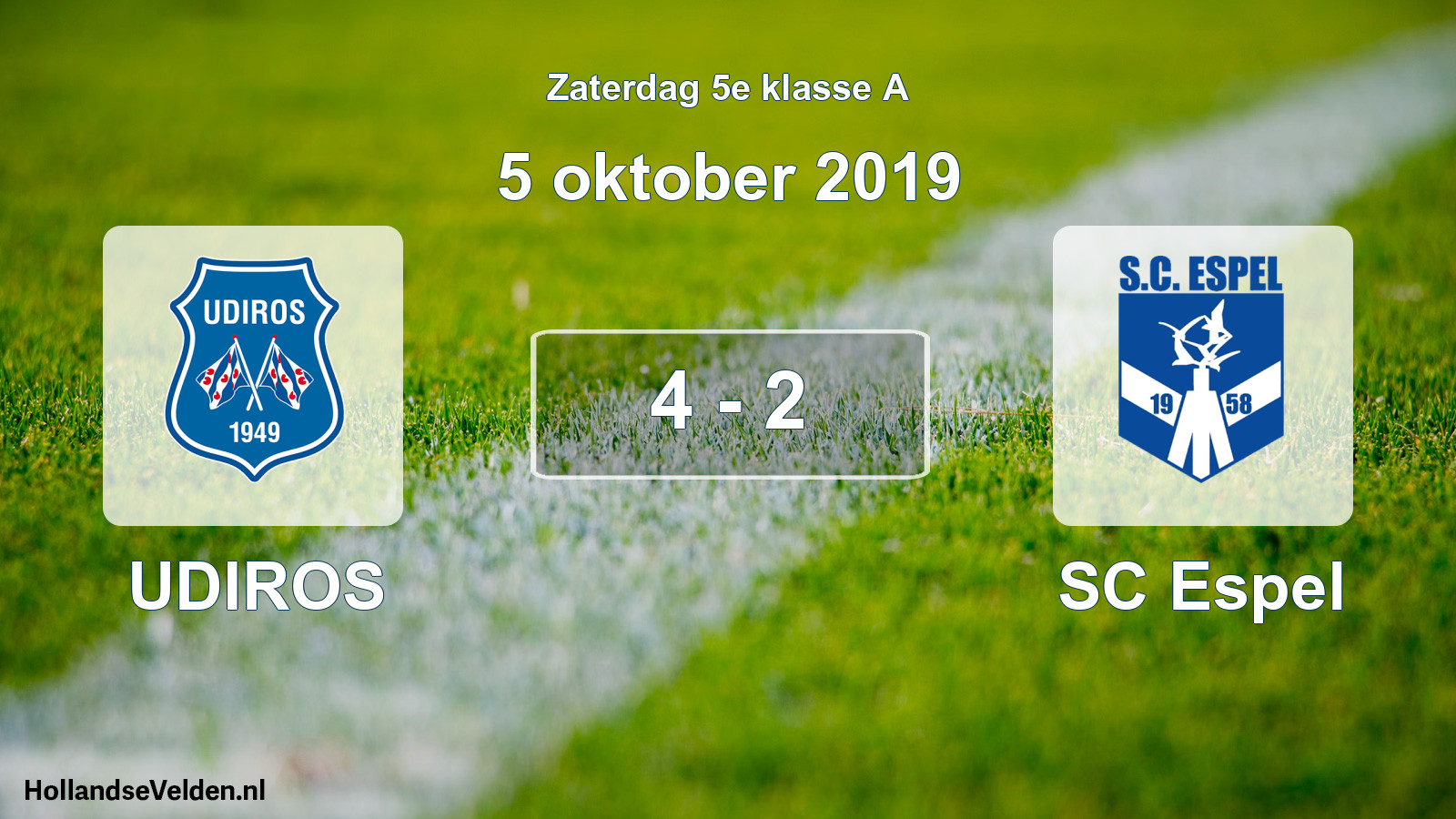 Total number of matches played: UDIROS - SC Espel 4 - 2 (5 October 2019)