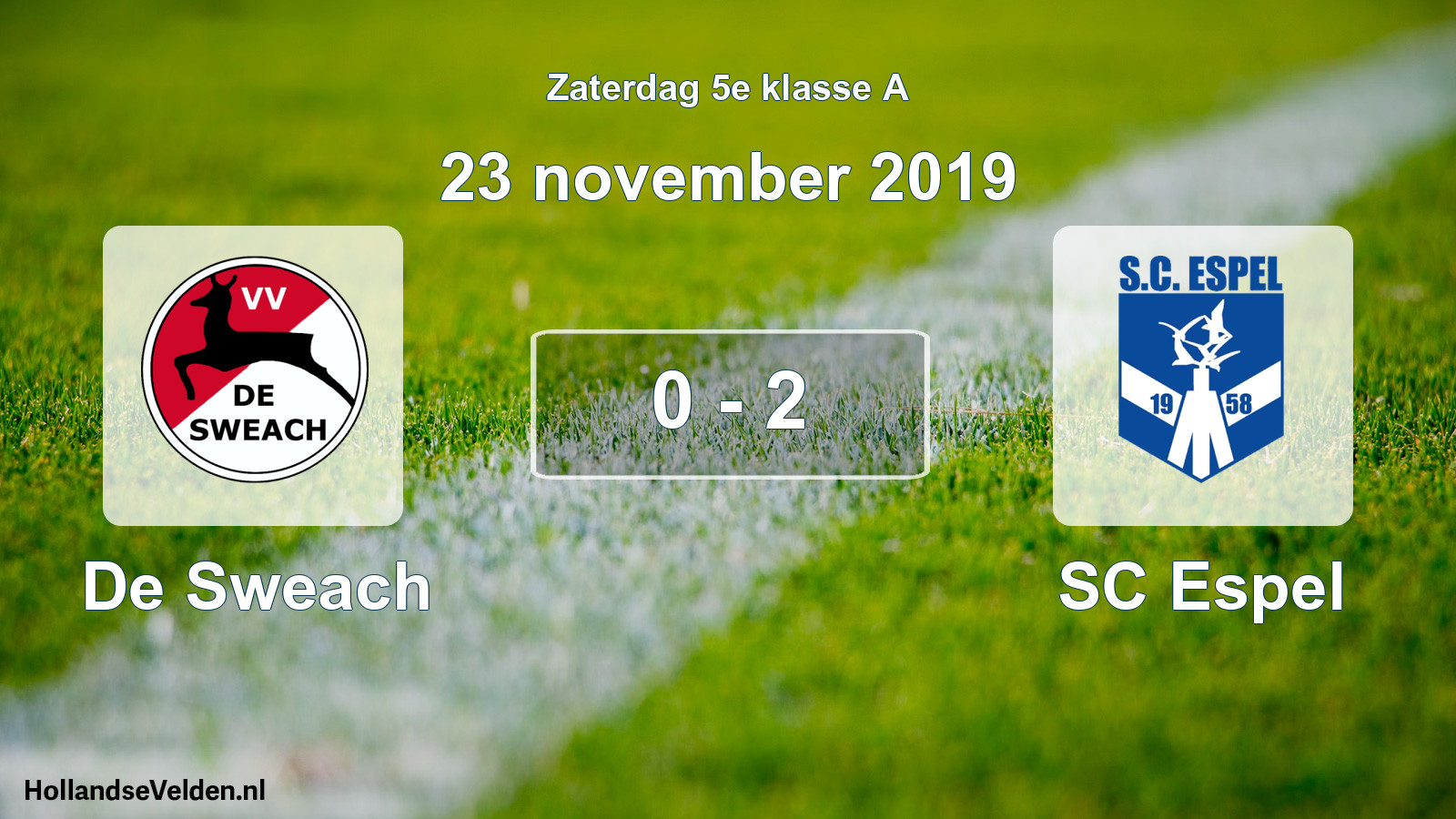 Total number of matches played: De Sweach - SC Espel 0 - 2 (23 November 2019)