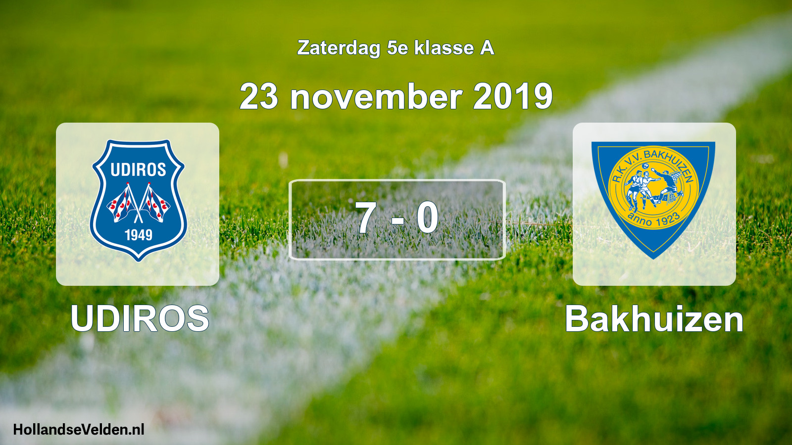 Total number of matches played: UDIROS - Bakhuizen 7 - 0 (23 November 2019)