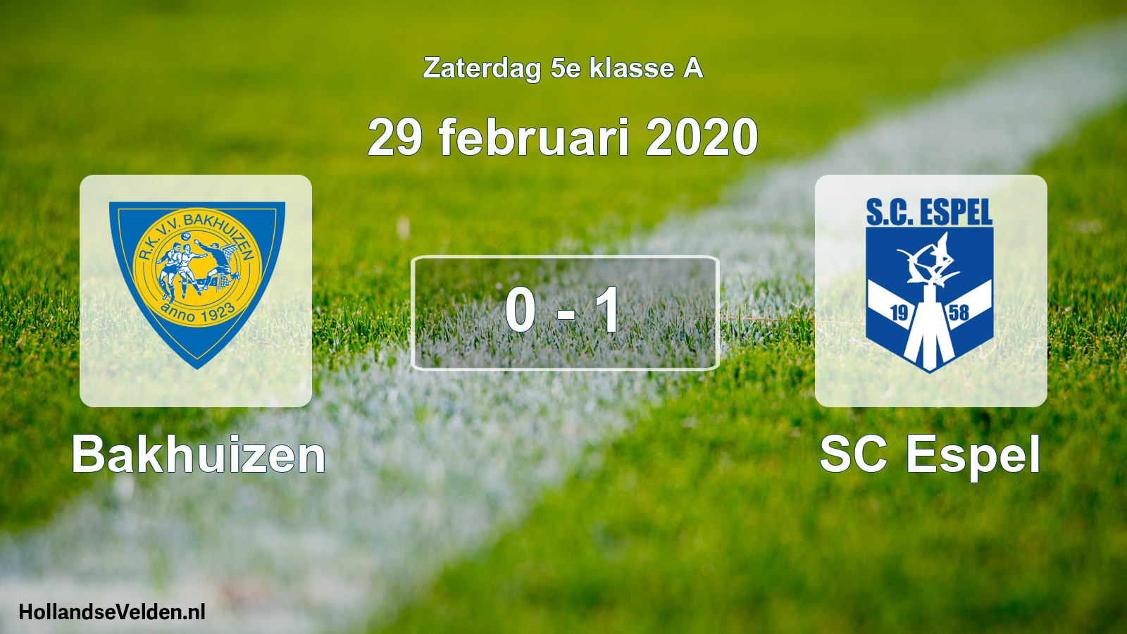 Total number of matches played: Bakhuizen - SC Espel 0 - 1 (29 February 2020)