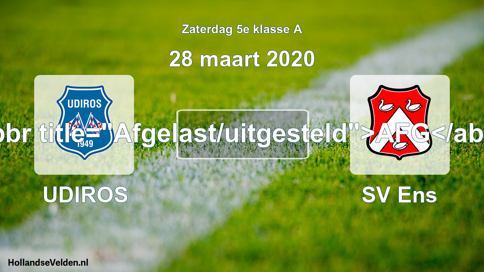 Scheduled Match: UDIROS - SV Ens (28 March 2020)