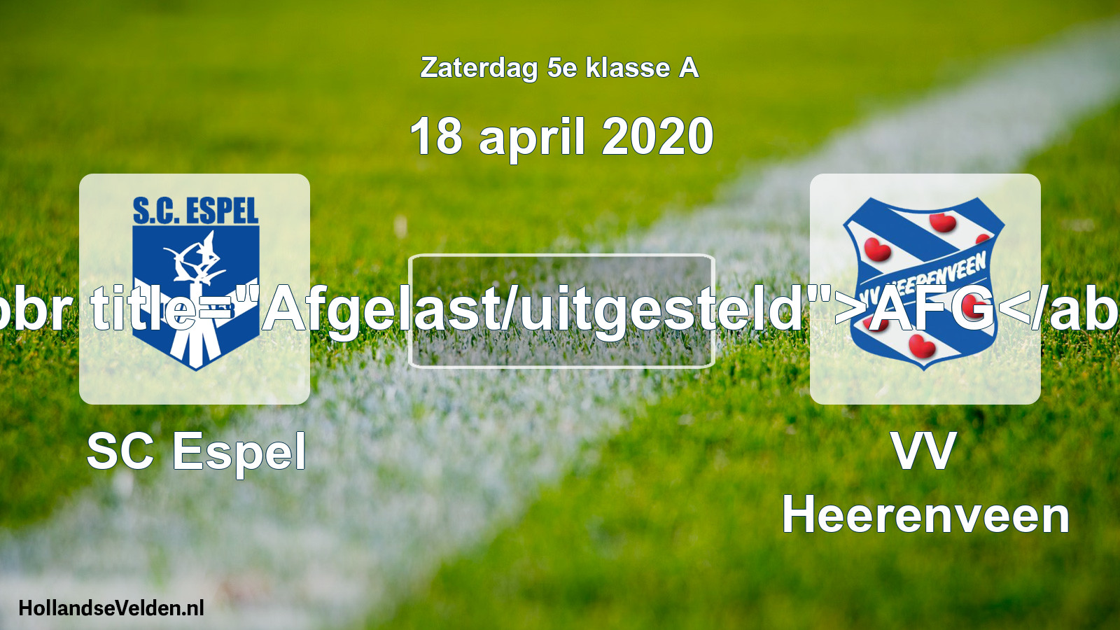 Scheduled Match: SC Espel - VV Heerenveen (18 April 2020)