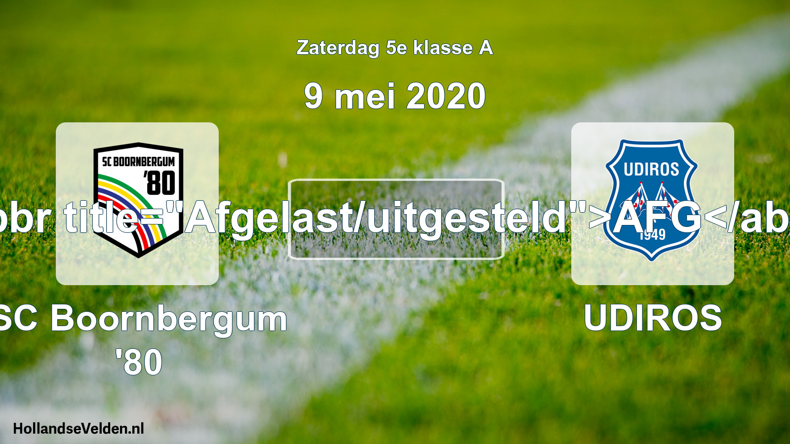 Scheduled Match: SC Boornbergum '80 - UDIROS (9 May 2020)