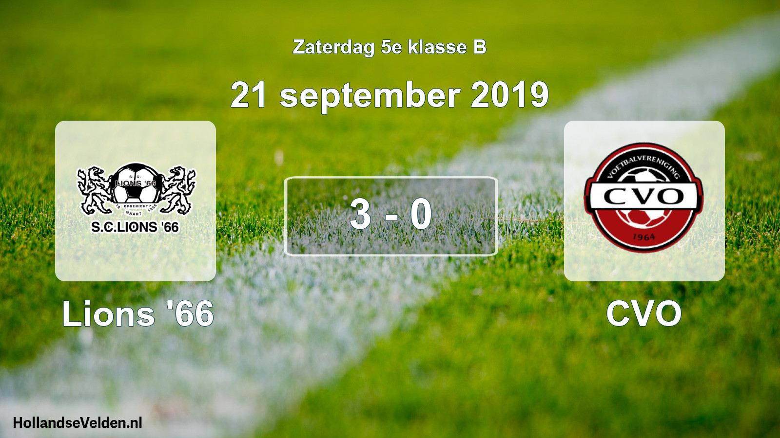 Total number of matches played: Lions '66 - CVO 3 - 0 (21 September 2019)