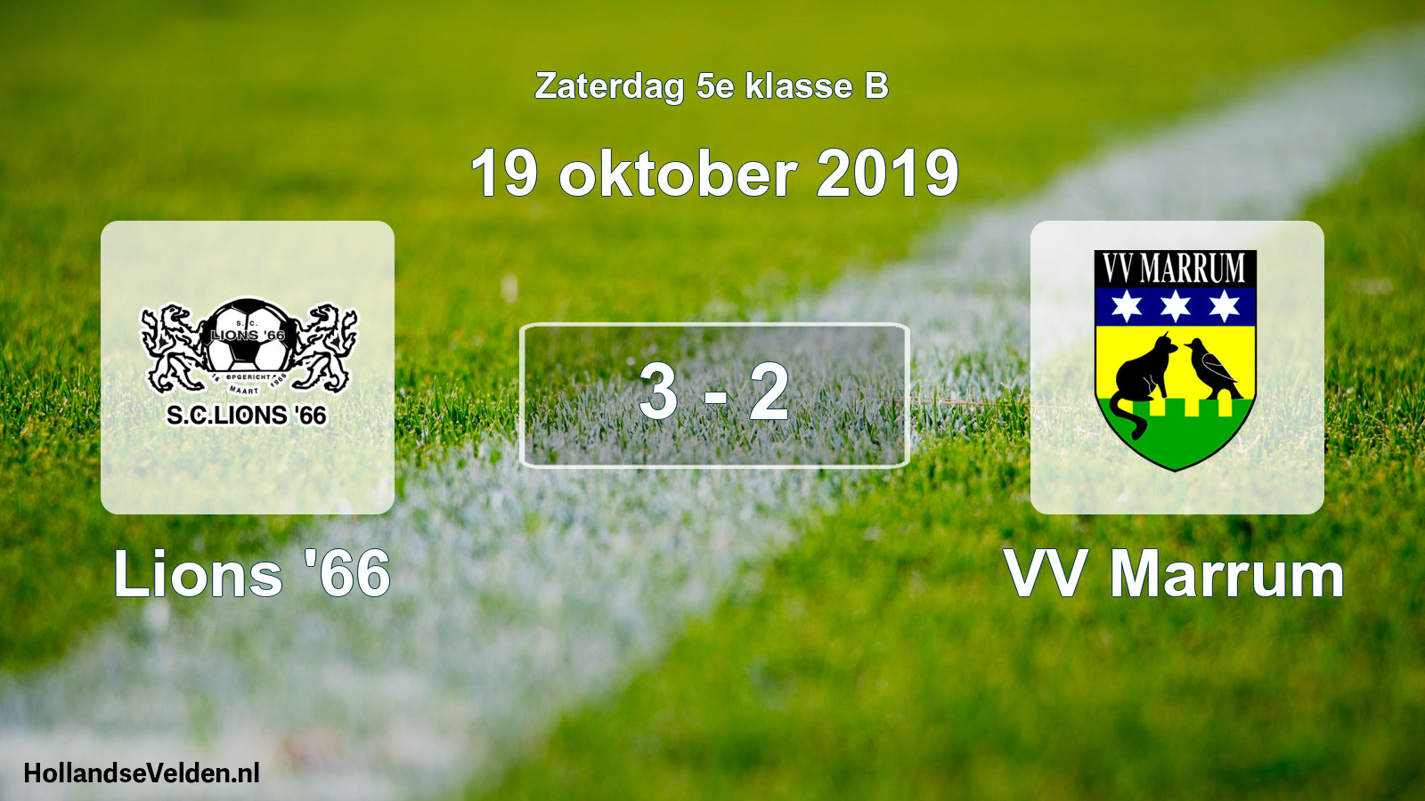 Total number of matches played: Lions '66 - VV Marrum 3 - 2 (19 October 2019)