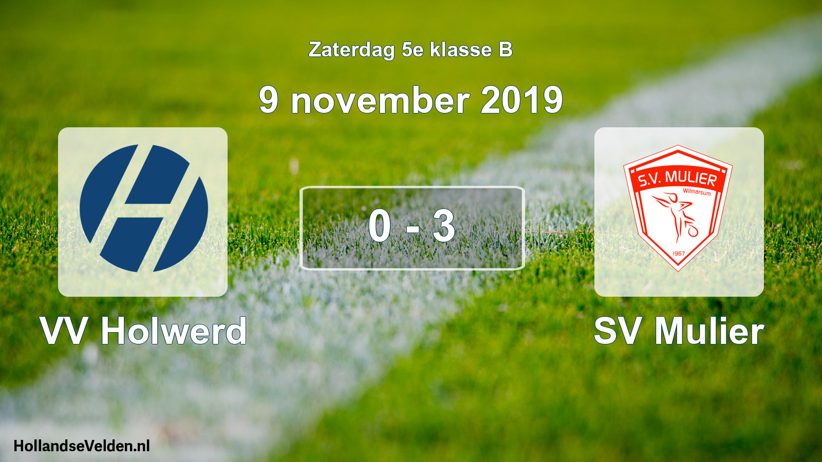 Total number of matches played: VV Holwerd - SV Mulier 0 - 3 (9 November 2019)