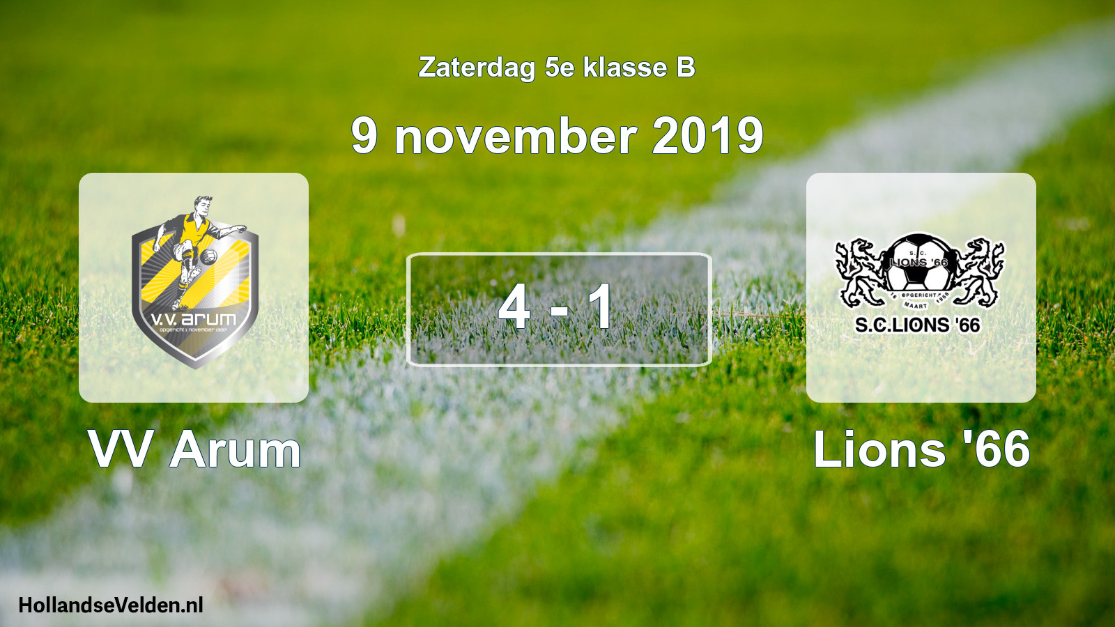 Total number of matches played: VV Arum - Lions '66 4 - 1 (9 November 2019)