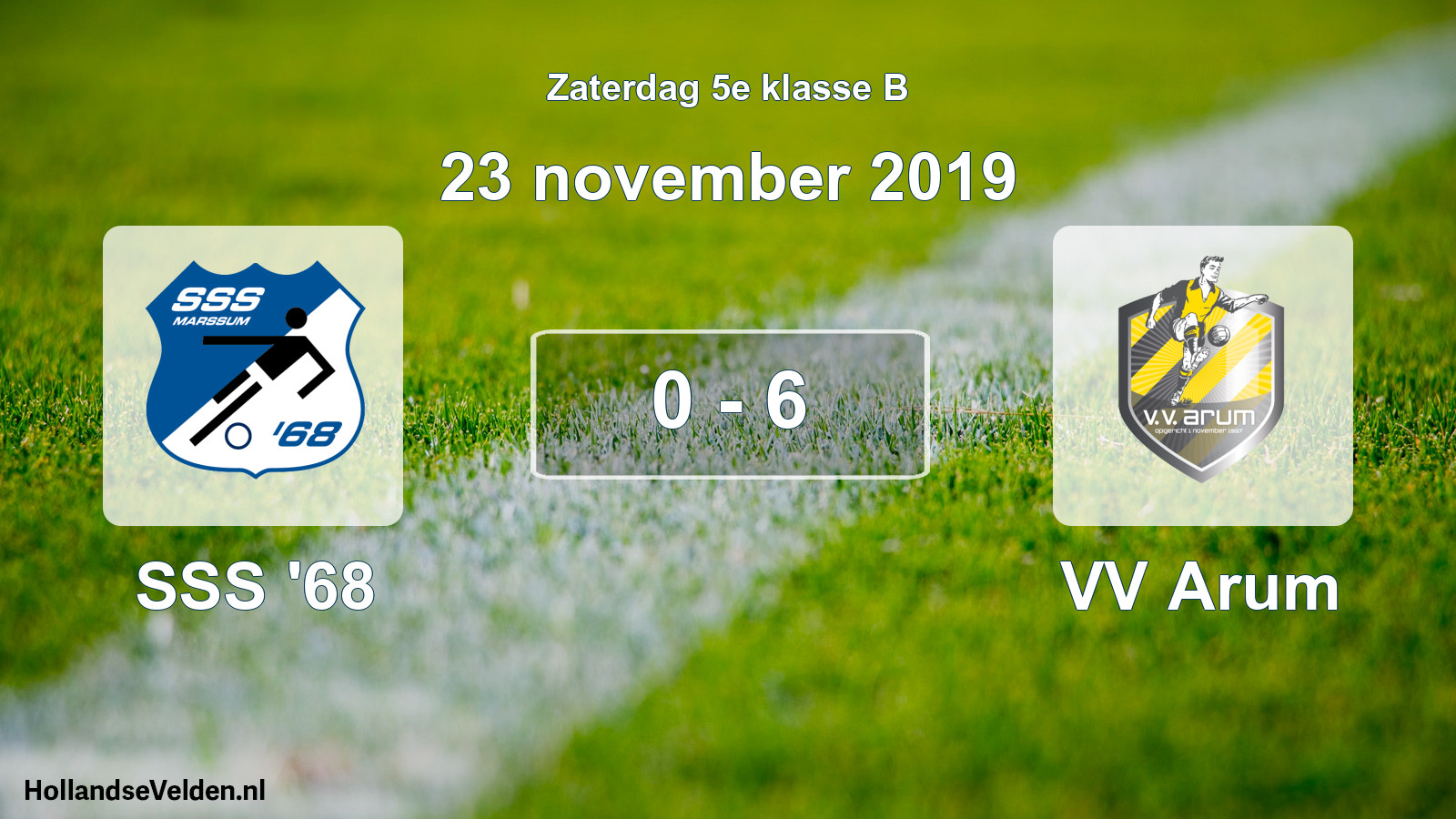 Total number of matches played: SSS '68 - VV Arum 0 - 6 (23 November 2019)