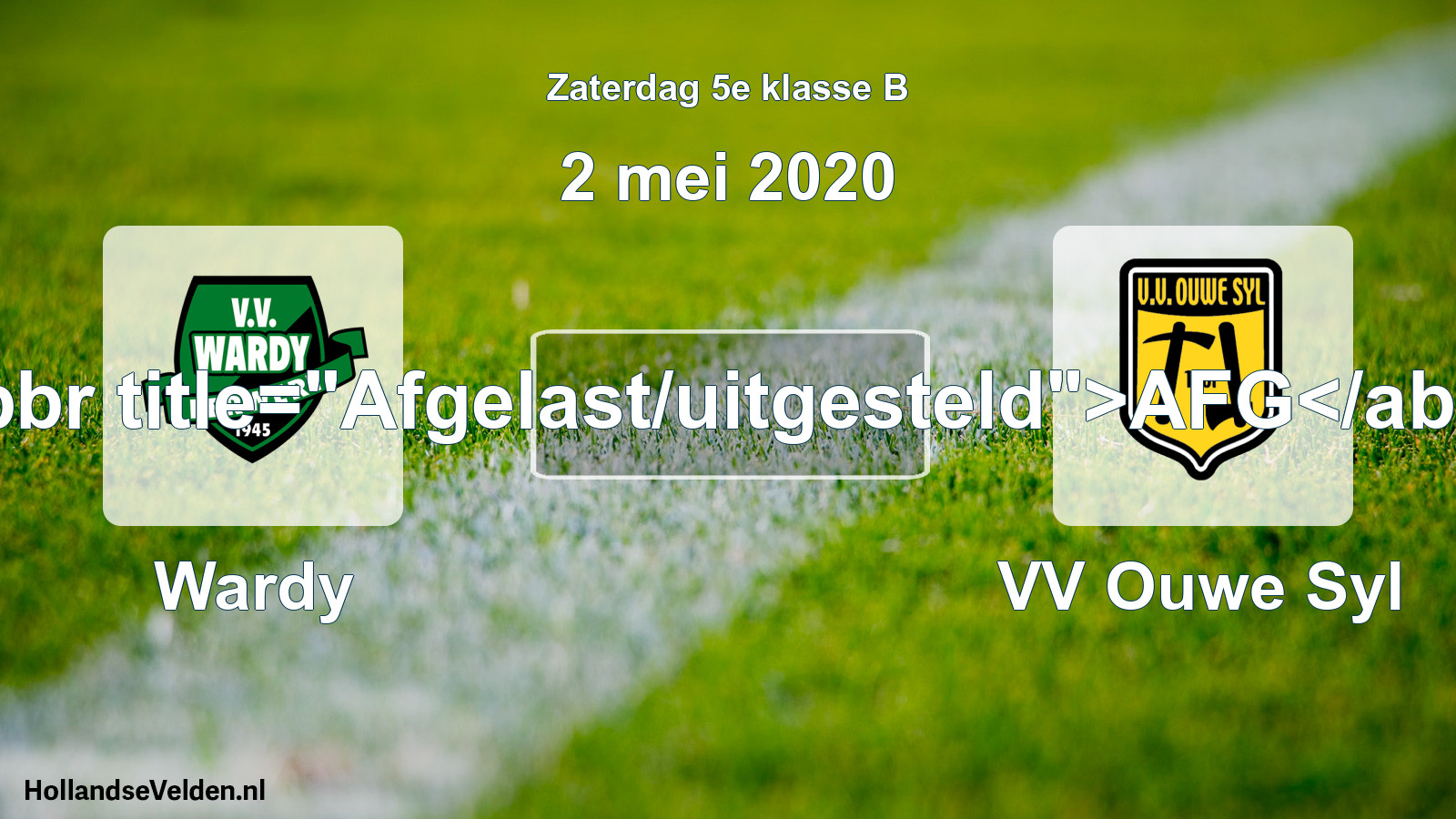 Scheduled Match: Wardy - VV Ouwe Syl (2 May 2020)