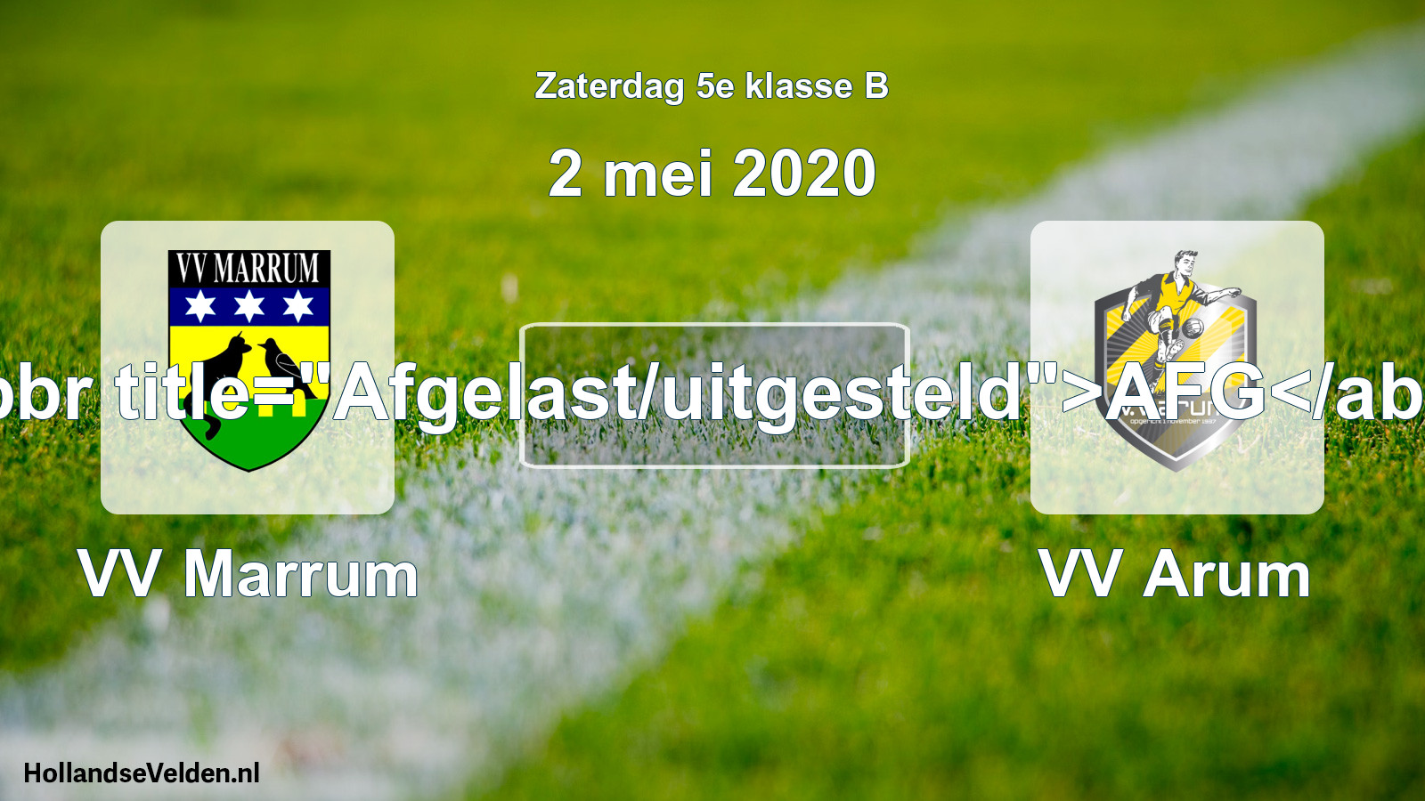 Scheduled Match: VV Marrum - VV Arum (2 May 2020)