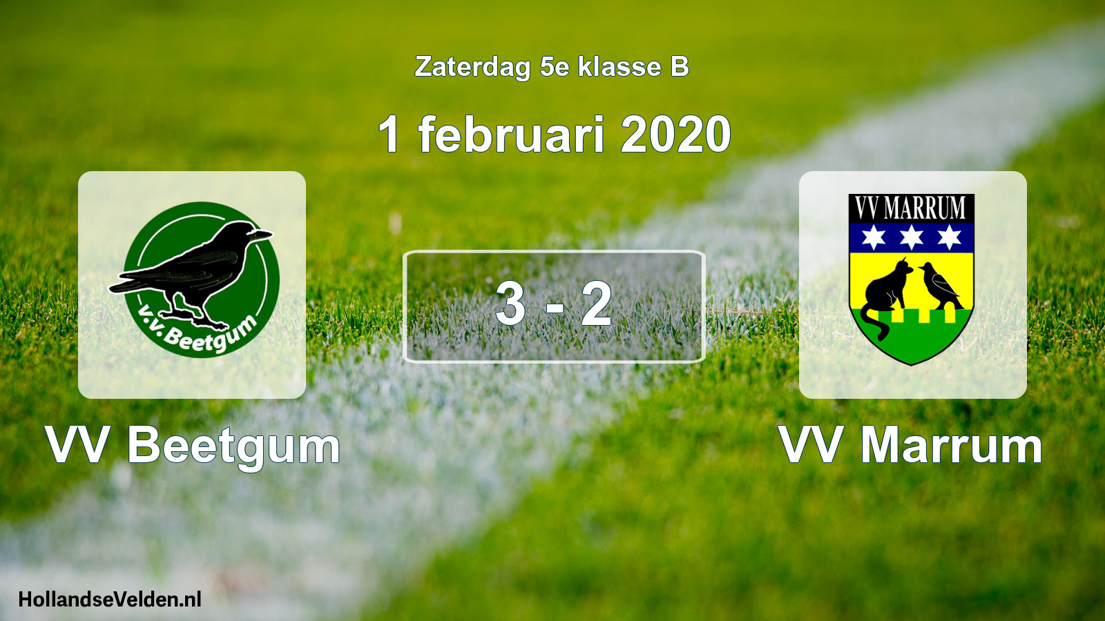 Total number of matches played: VV Beetgum - VV Marrum 3 - 2 (1 February 2020)