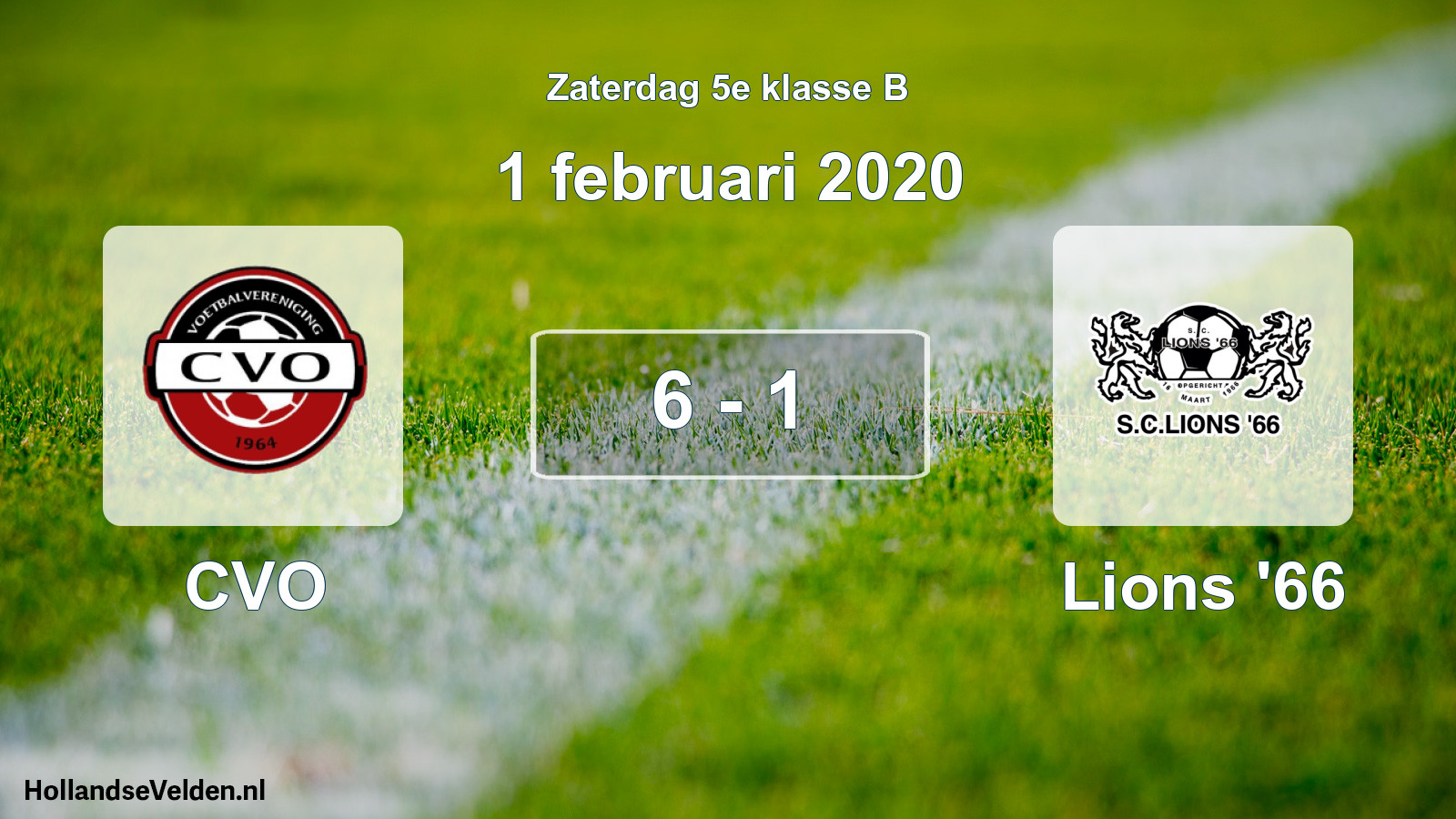 Total number of matches played: CVO - Lions '66 6 - 1 (1 February 2020)