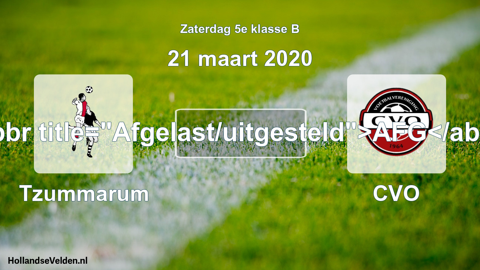 Scheduled Match: Tzummarum - CVO (21 March 2020)