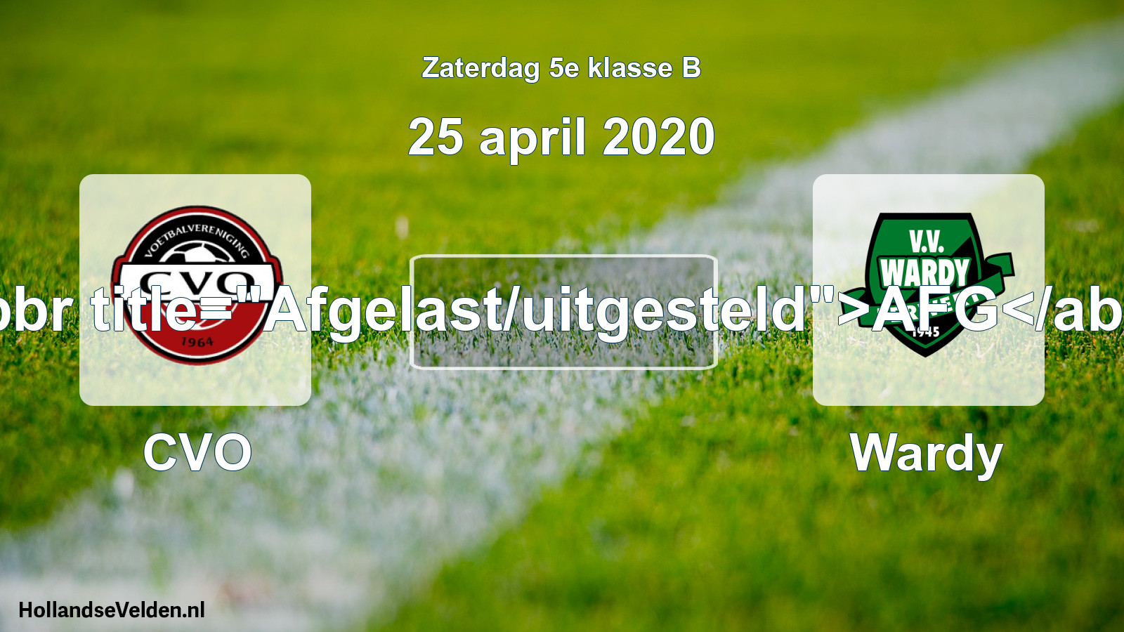 Scheduled Match: CVO - Wardy (25 April 2020)