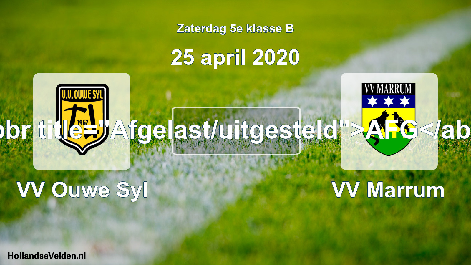 Scheduled Match: VV Ouwe Syl - VV Marrum (25 April 2020)