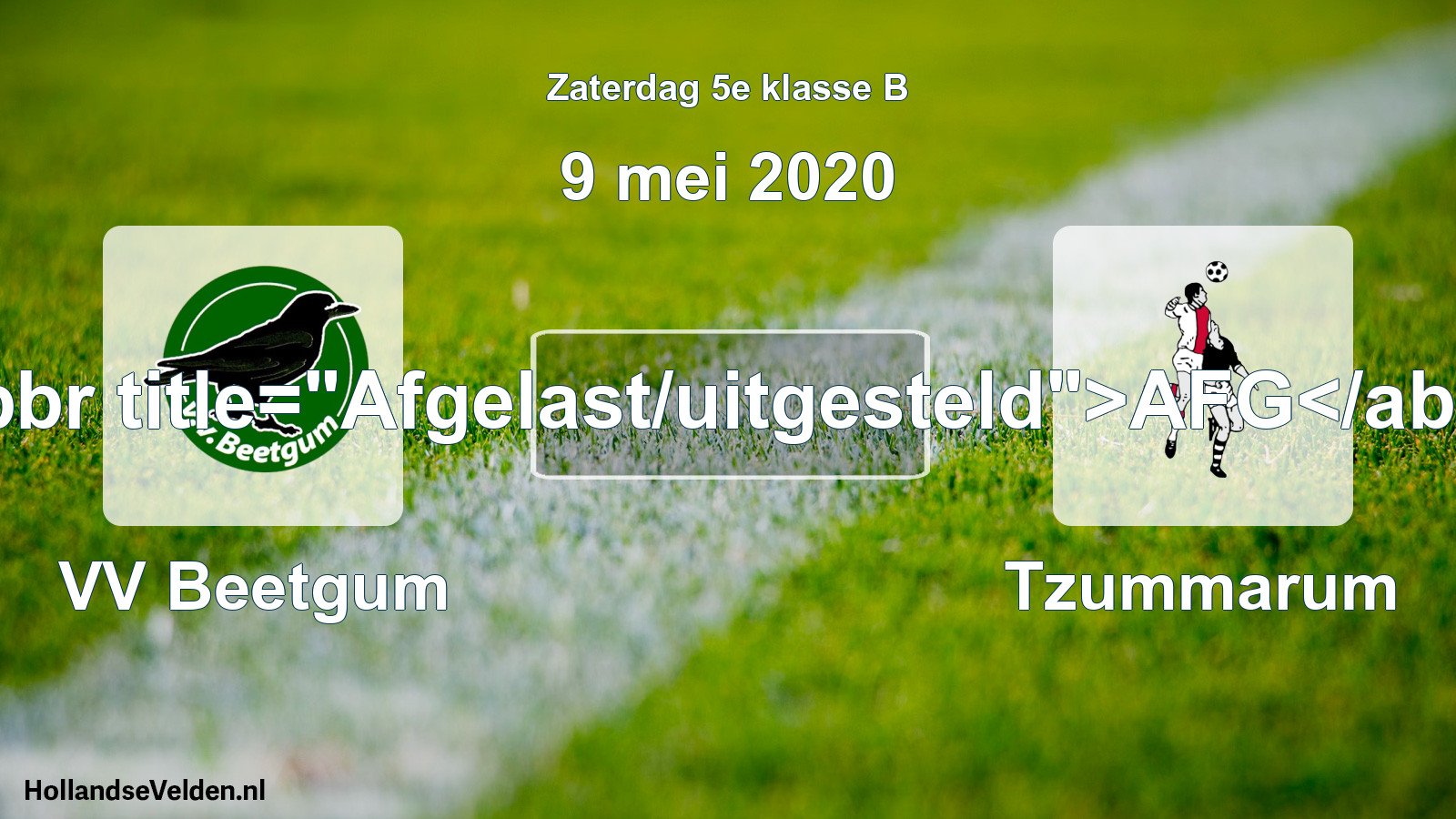 Scheduled Match: VV Beetgum - Tzummarum (9 May 2020)