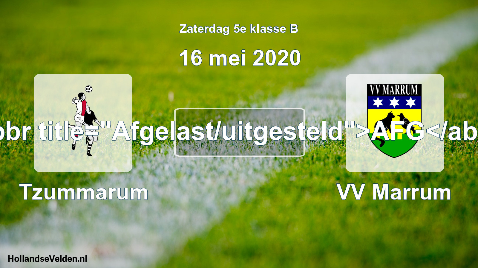 Scheduled Match: Tzummarum - VV Marrum (16 May 2020)
