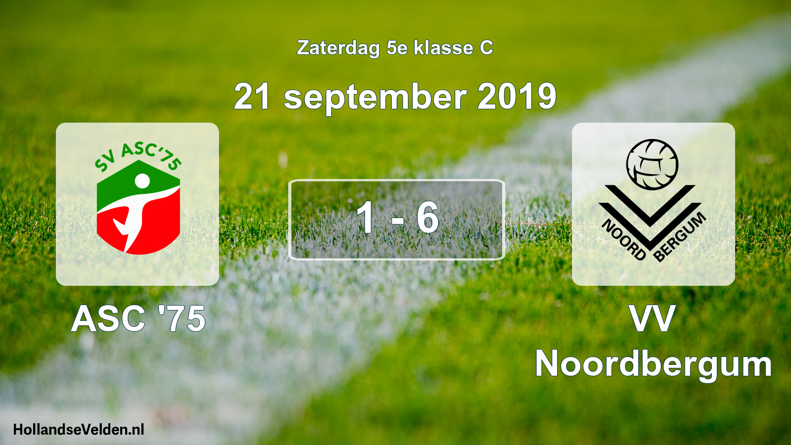 Total number of matches played: ASC '75 - VV Noordbergum 1 - 6 (21 September 2019)