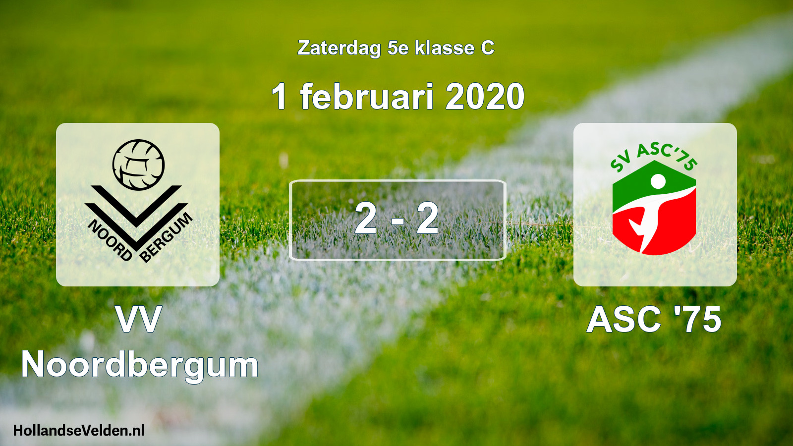 Total number of matches played: VV Noordbergum - ASC '75 2 - 2 (1 February 2020)