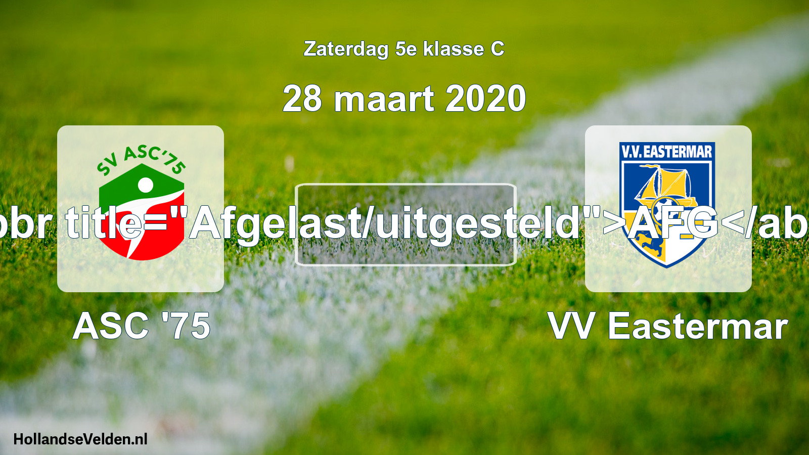 Scheduled Match: ASC '75 - VV Eastermar (28 March 2020)