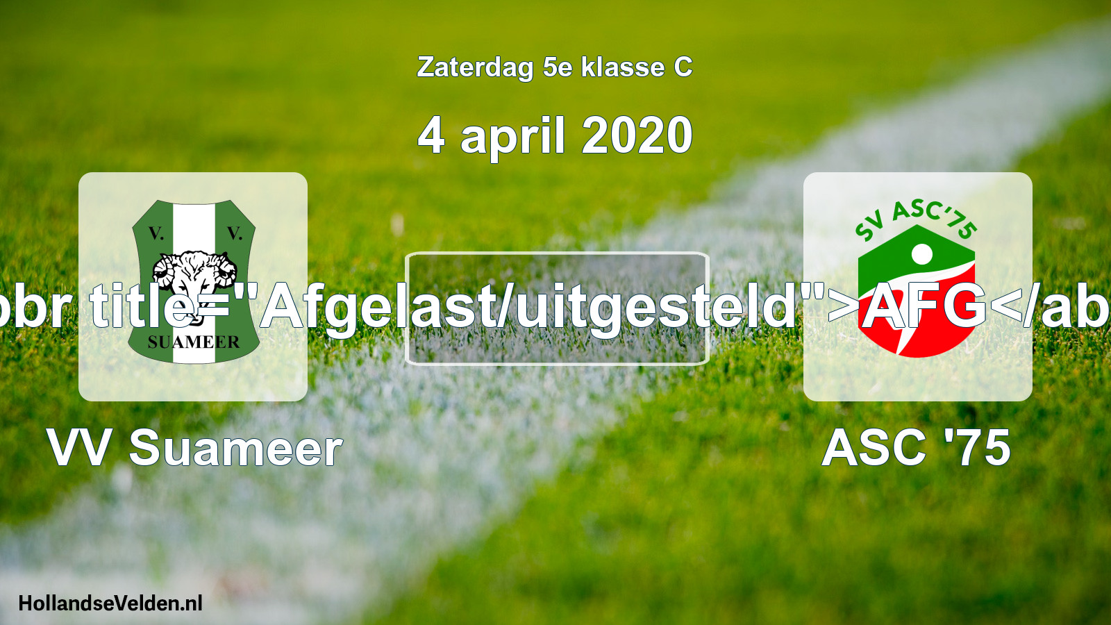 Scheduled Match: VV Suameer - ASC '75 (4 April 2020)